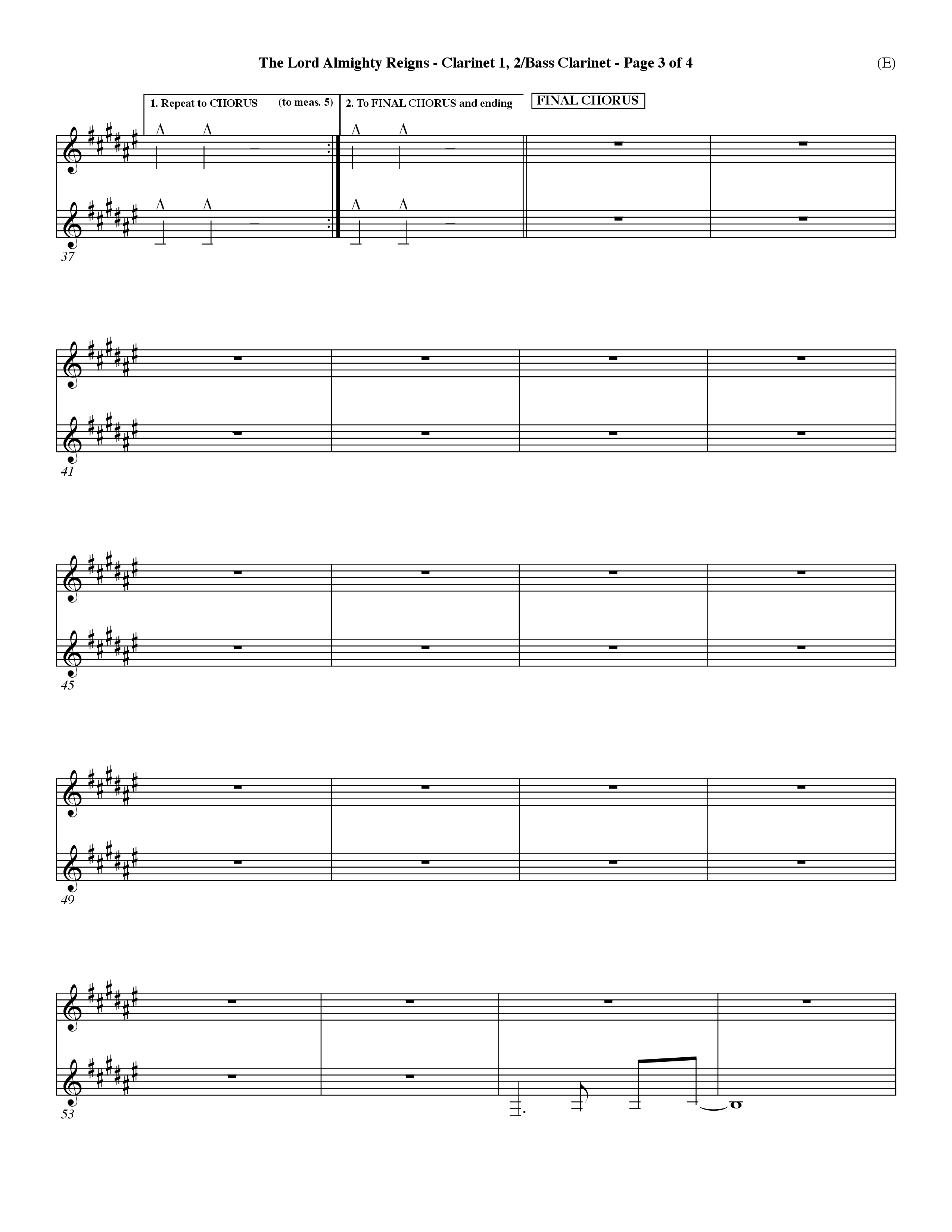 The Lord Almighty Reigns (Choral Anthem SATB) Clarinet 1/2, Bass Clarinet (Word Music Choral / Orch. Dave Williamson)
