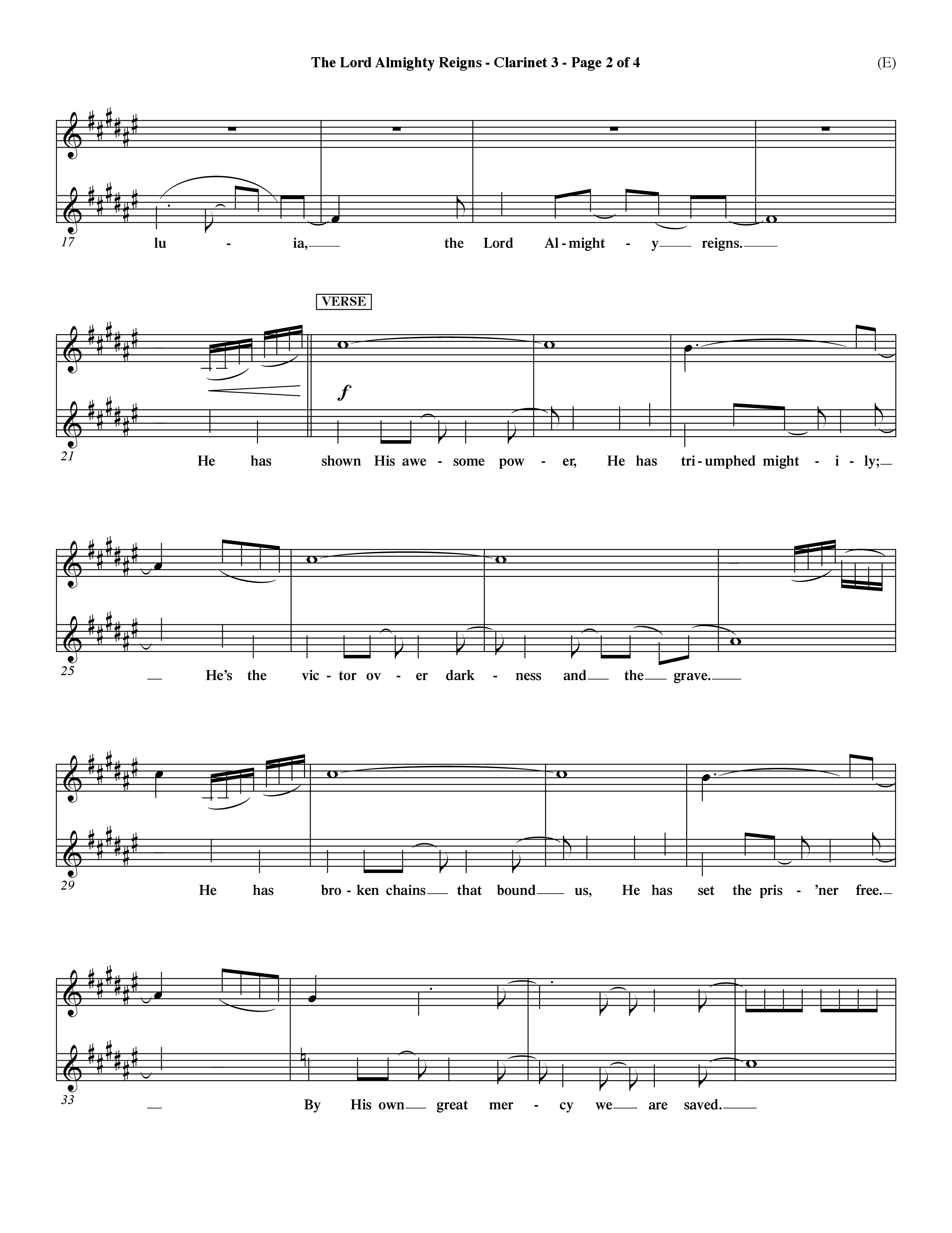 The Lord Almighty Reigns (Choral Anthem SATB) Clarinet 3 (Word Music Choral / Orch. Dave Williamson)