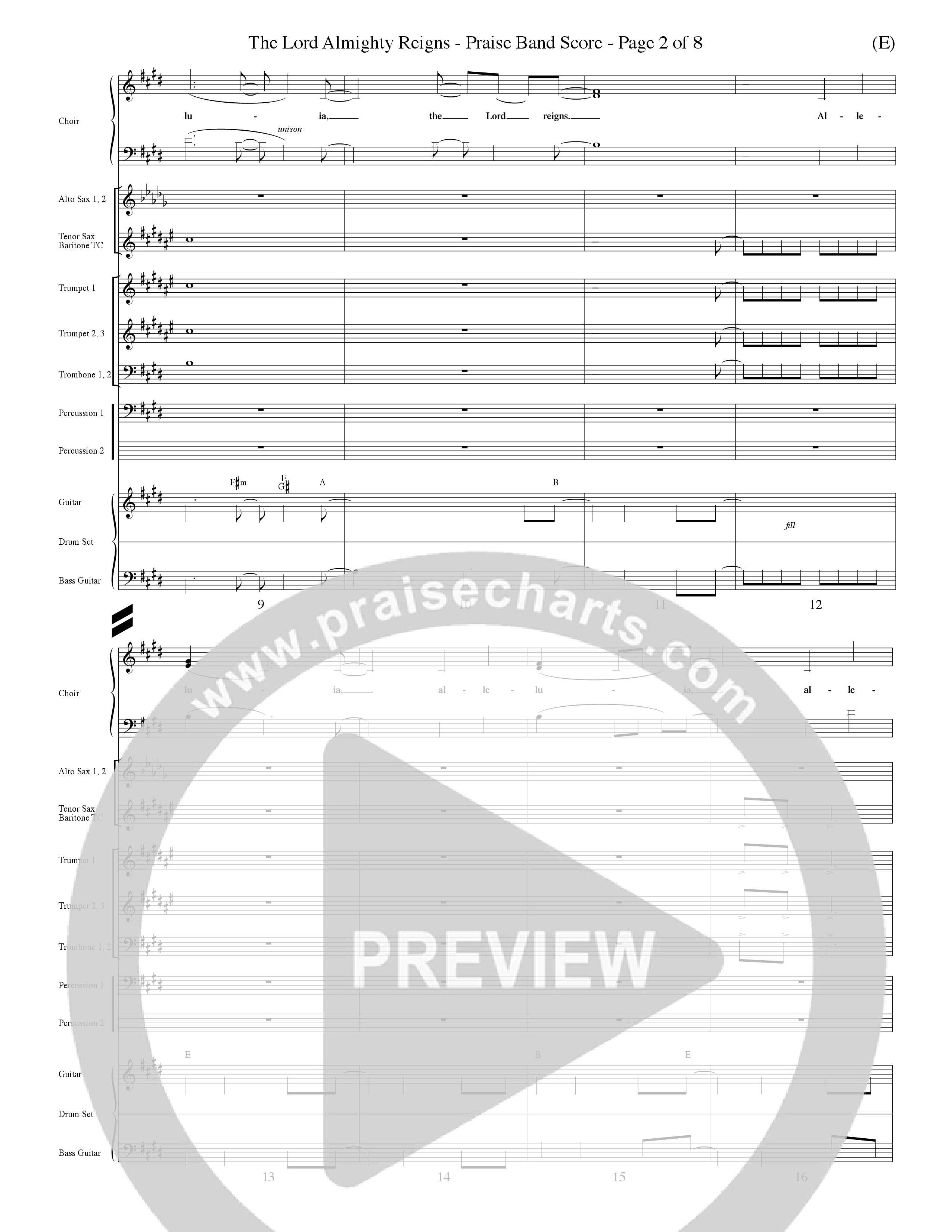 The Lord Almighty Reigns (Choral Anthem SATB) PraiseBand (incl. Brass) (Word Music Choral / Orch. Dave Williamson)