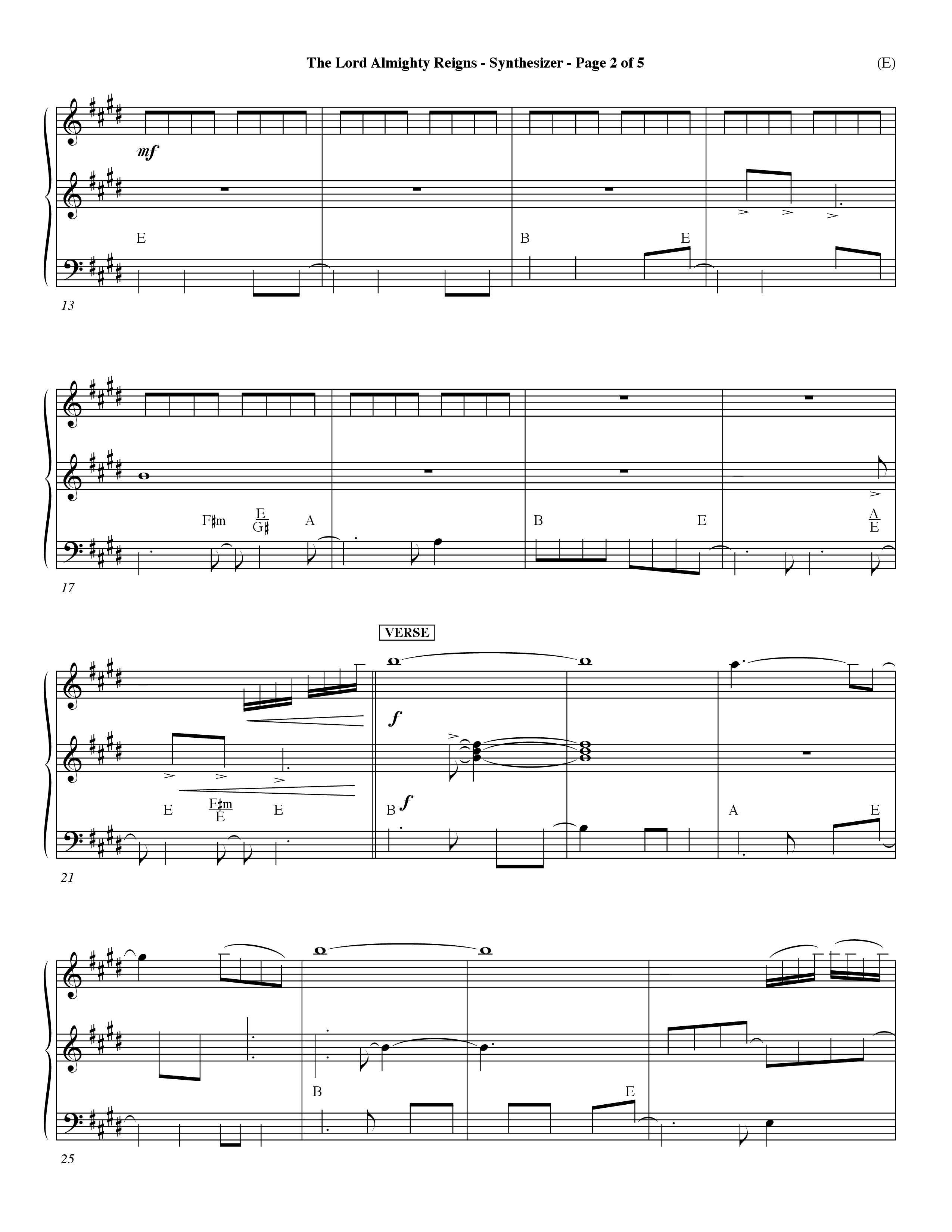 The Lord Almighty Reigns (Choral Anthem SATB) Synth (Word Music Choral / Orch. Dave Williamson)