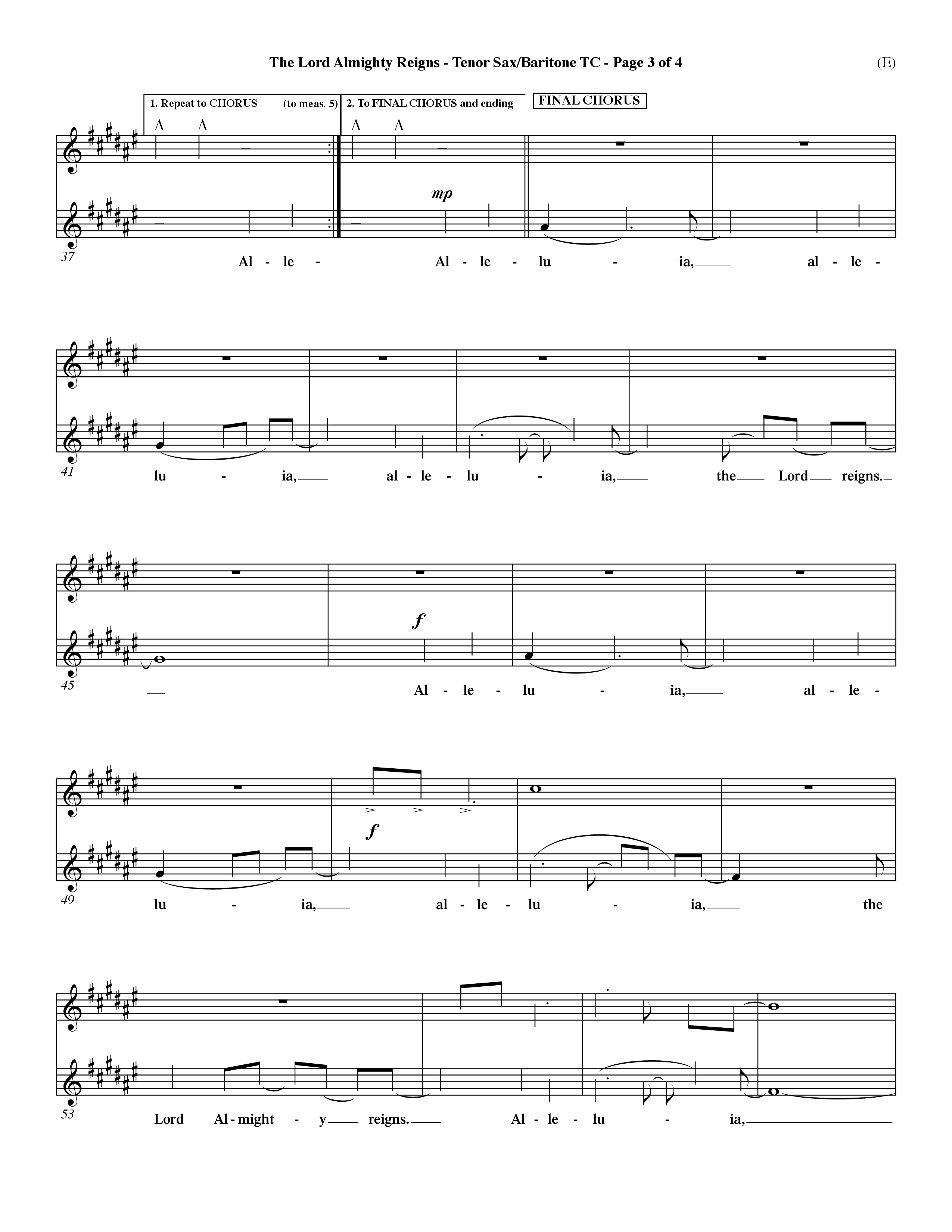 The Lord Almighty Reigns (Choral Anthem SATB) Tenor Sax/Baritone T.C. (Word Music Choral / Orch. Dave Williamson)