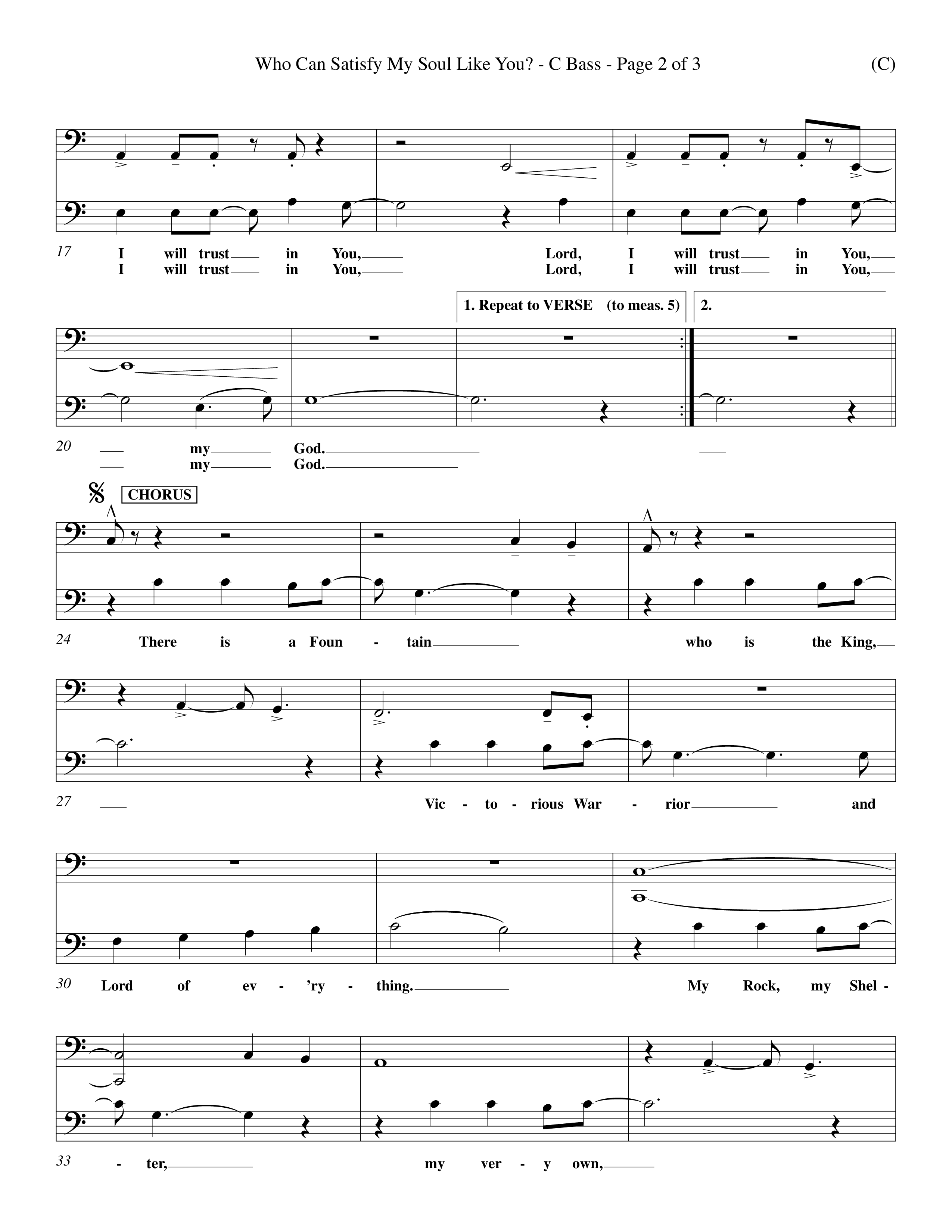 Who Can Satisfy My Soul Like You (Choral Anthem SATB) Contrabass (Word Music Choral / Orch. J. Daniel Smith)