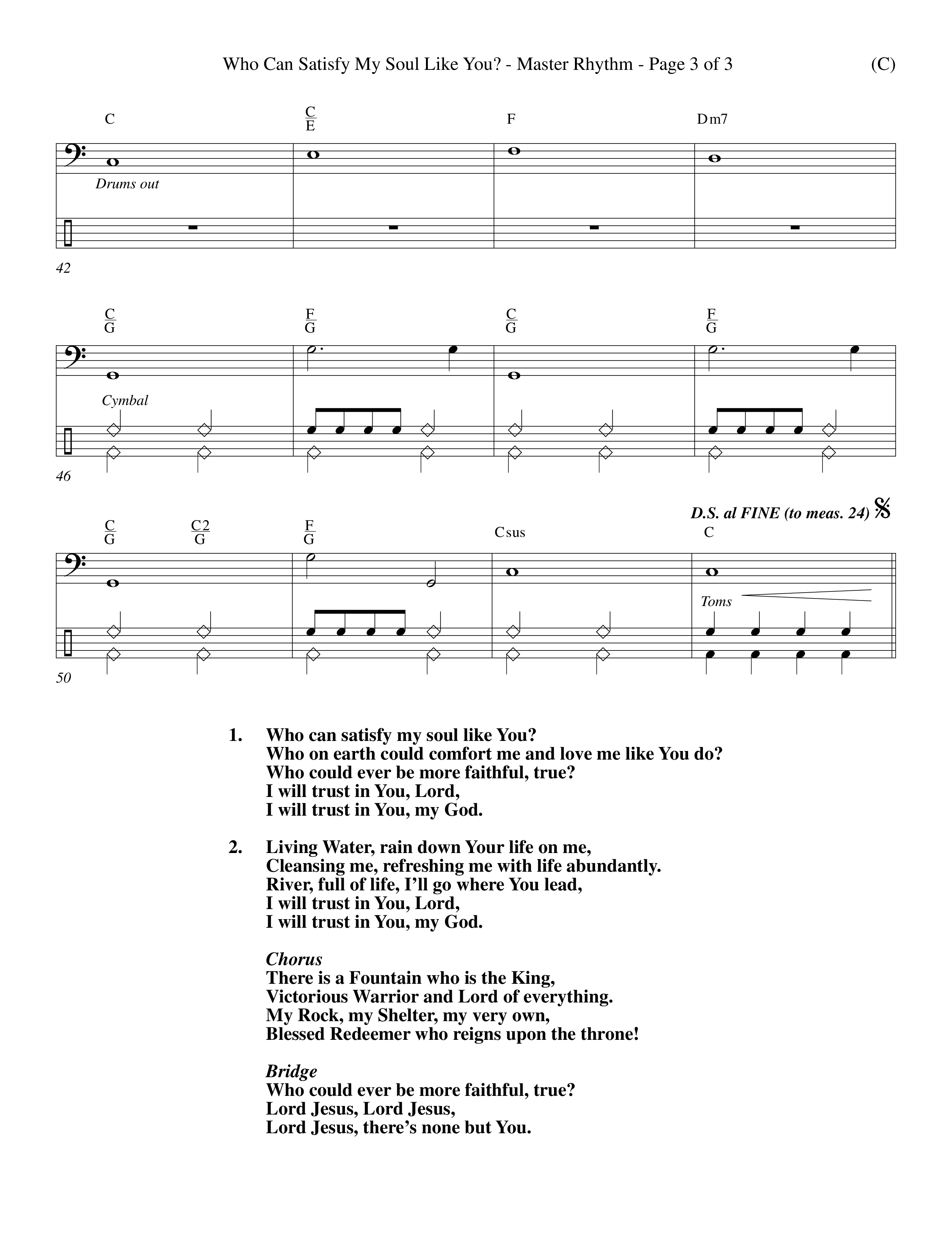 Who Can Satisfy My Soul Like You (Choral Anthem SATB) Rhythm Chart (Word Music Choral / Orch. J. Daniel Smith)