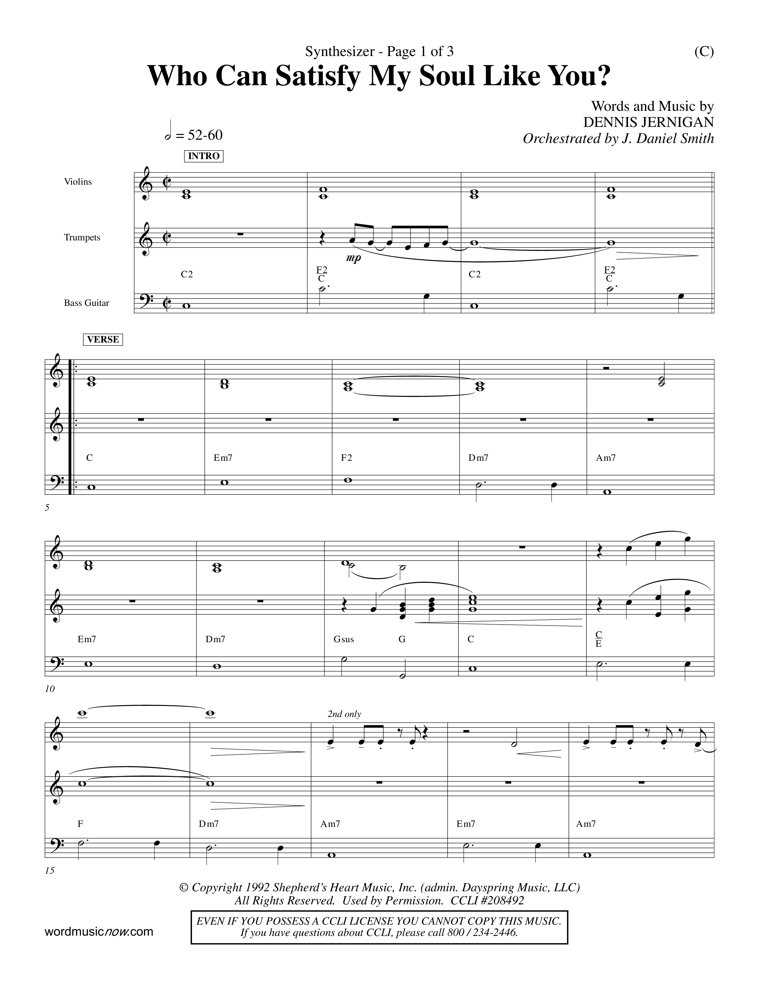 Who Can Satisfy My Soul Like You (Choral Anthem SATB) Synth (Word Music Choral / Orch. J. Daniel Smith)