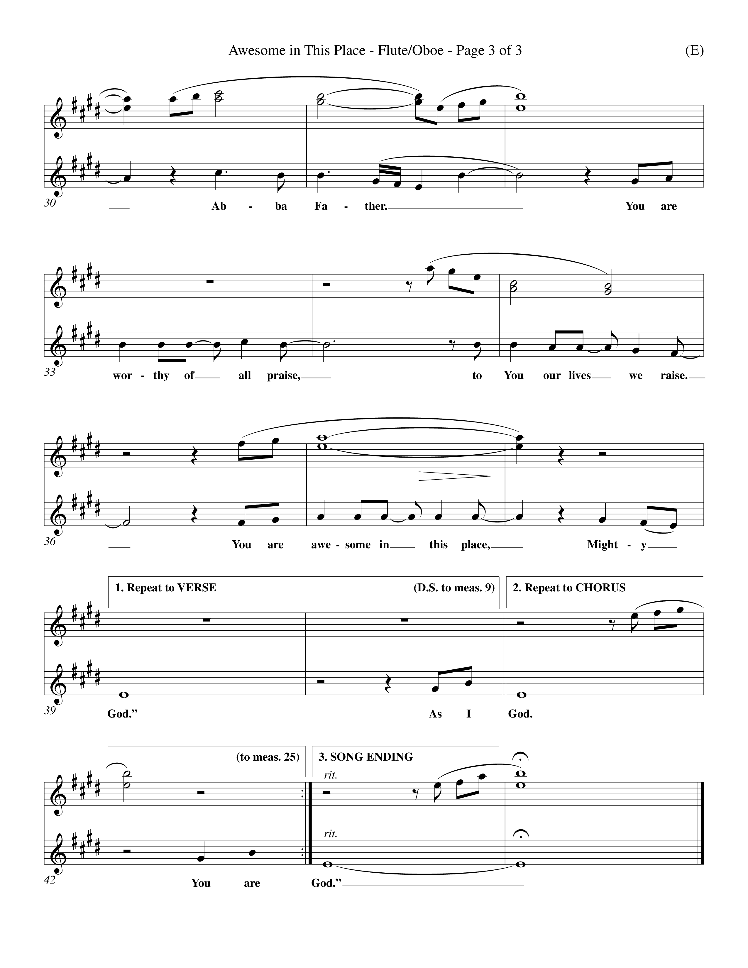 Awesome In This Place (Choral Anthem SATB) Flute/Oboe (Word Music Choral / Orch. Kenn Hughes)