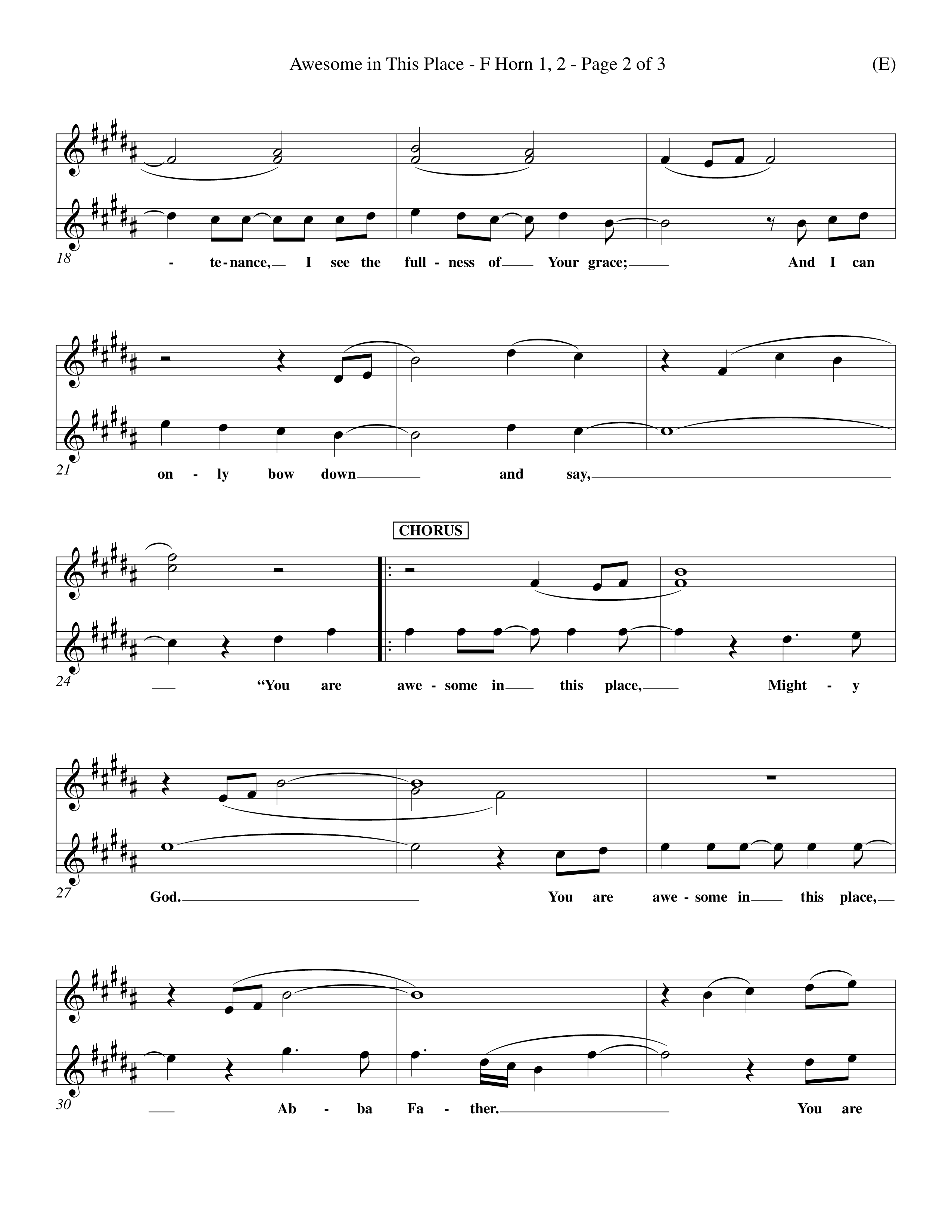 Awesome In This Place (Choral Anthem SATB) French Horn (Word Music Choral / Orch. Kenn Hughes)