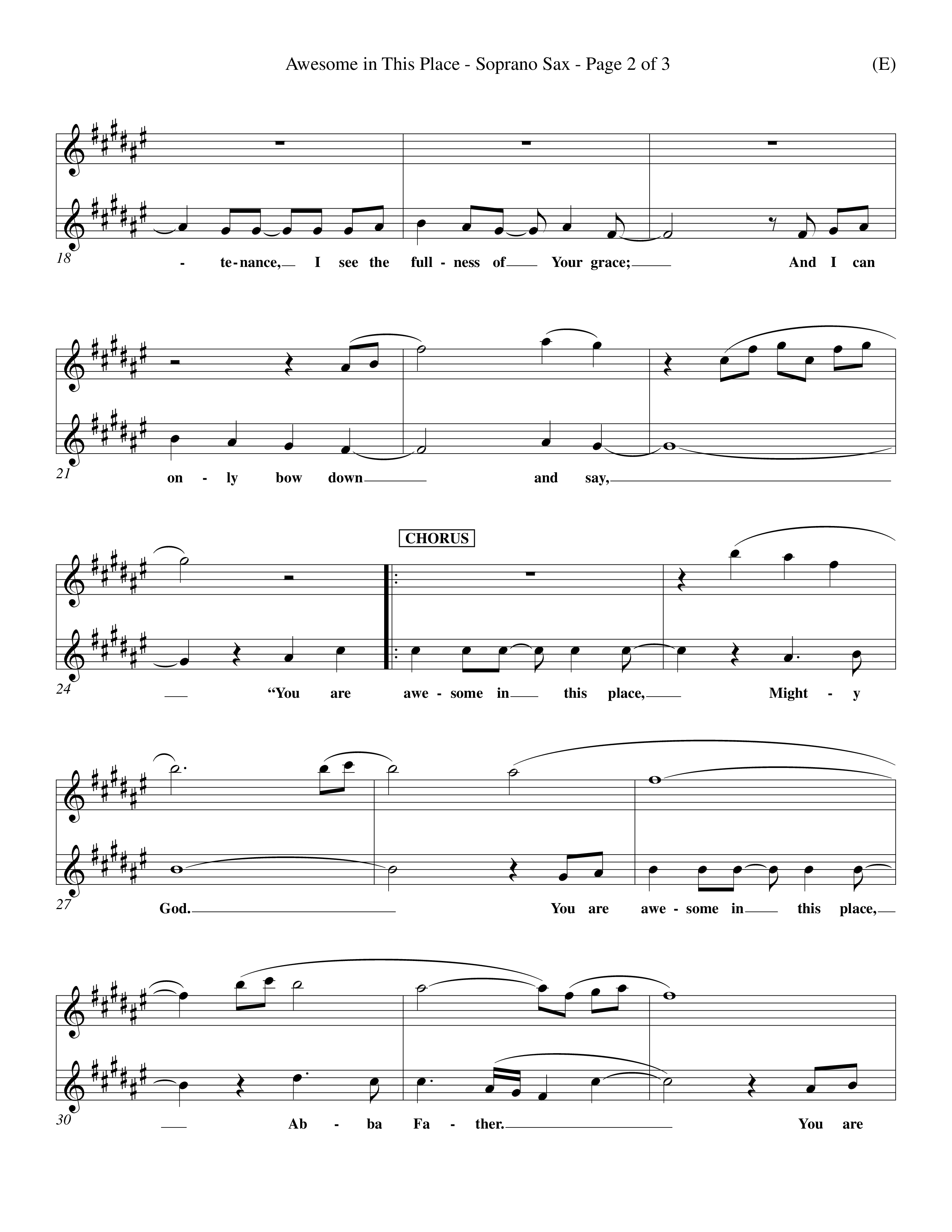 Awesome In This Place (Choral Anthem SATB) Saxophone (Word Music Choral / Orch. Kenn Hughes)