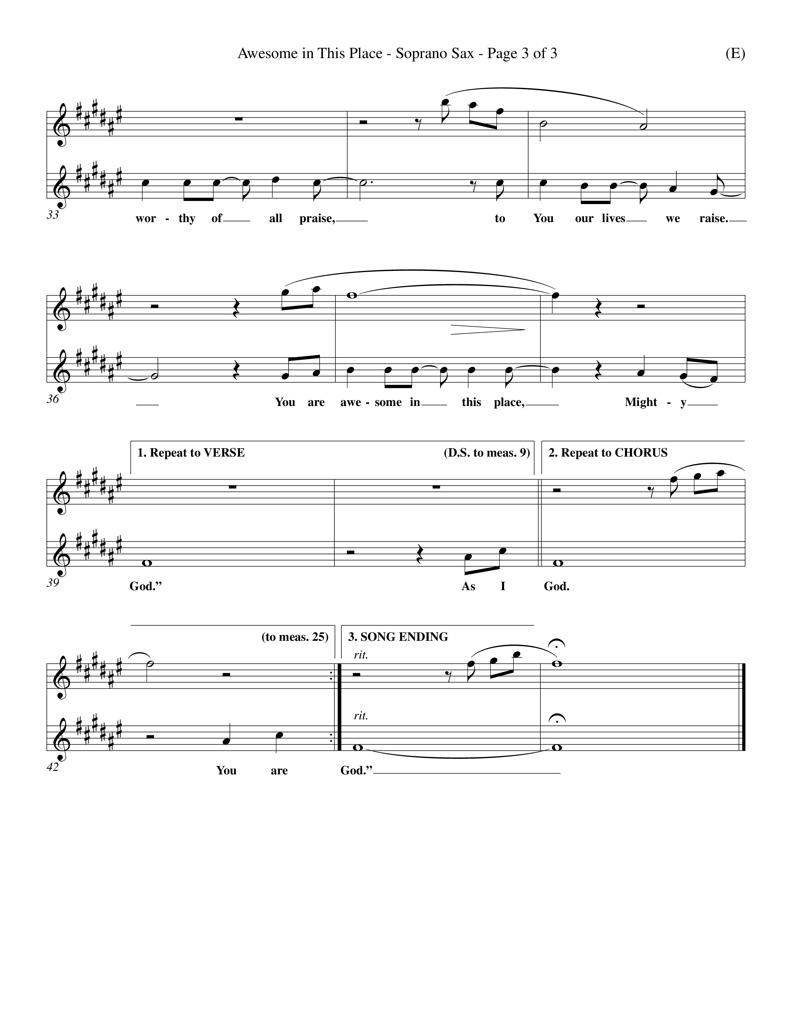 Awesome In This Place (Choral Anthem SATB) Saxophone (Word Music Choral / Orch. Kenn Hughes)