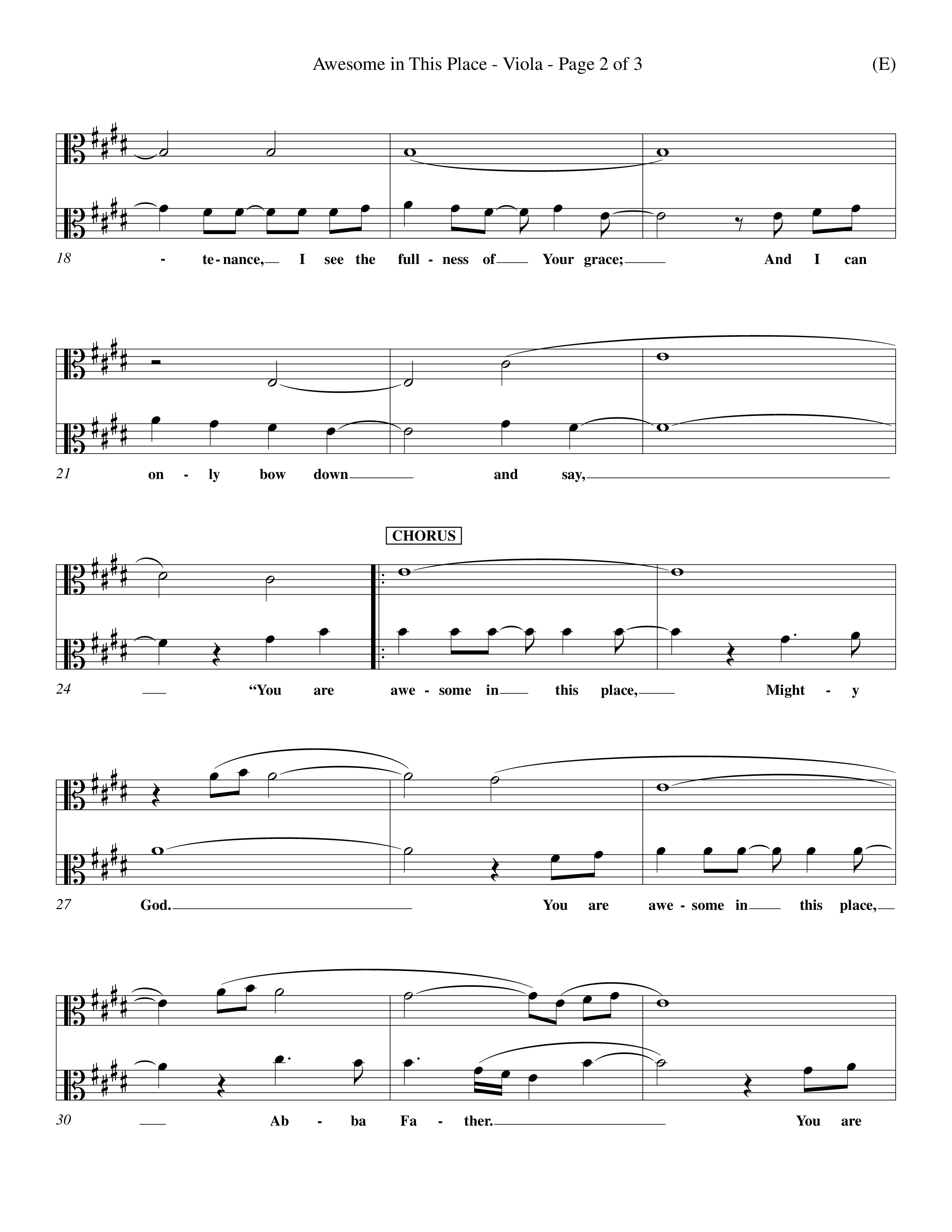 Awesome In This Place (Choral Anthem SATB) Viola (Word Music Choral / Orch. Kenn Hughes)