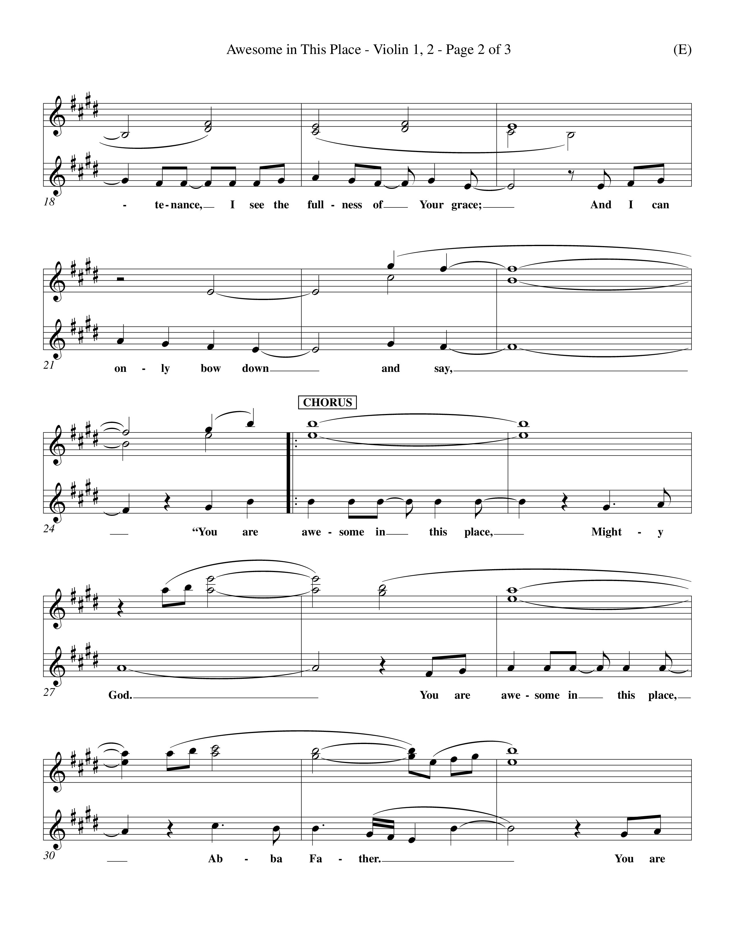 Awesome In This Place (Choral Anthem SATB) Violin 1/2 (Word Music Choral / Orch. Kenn Hughes)