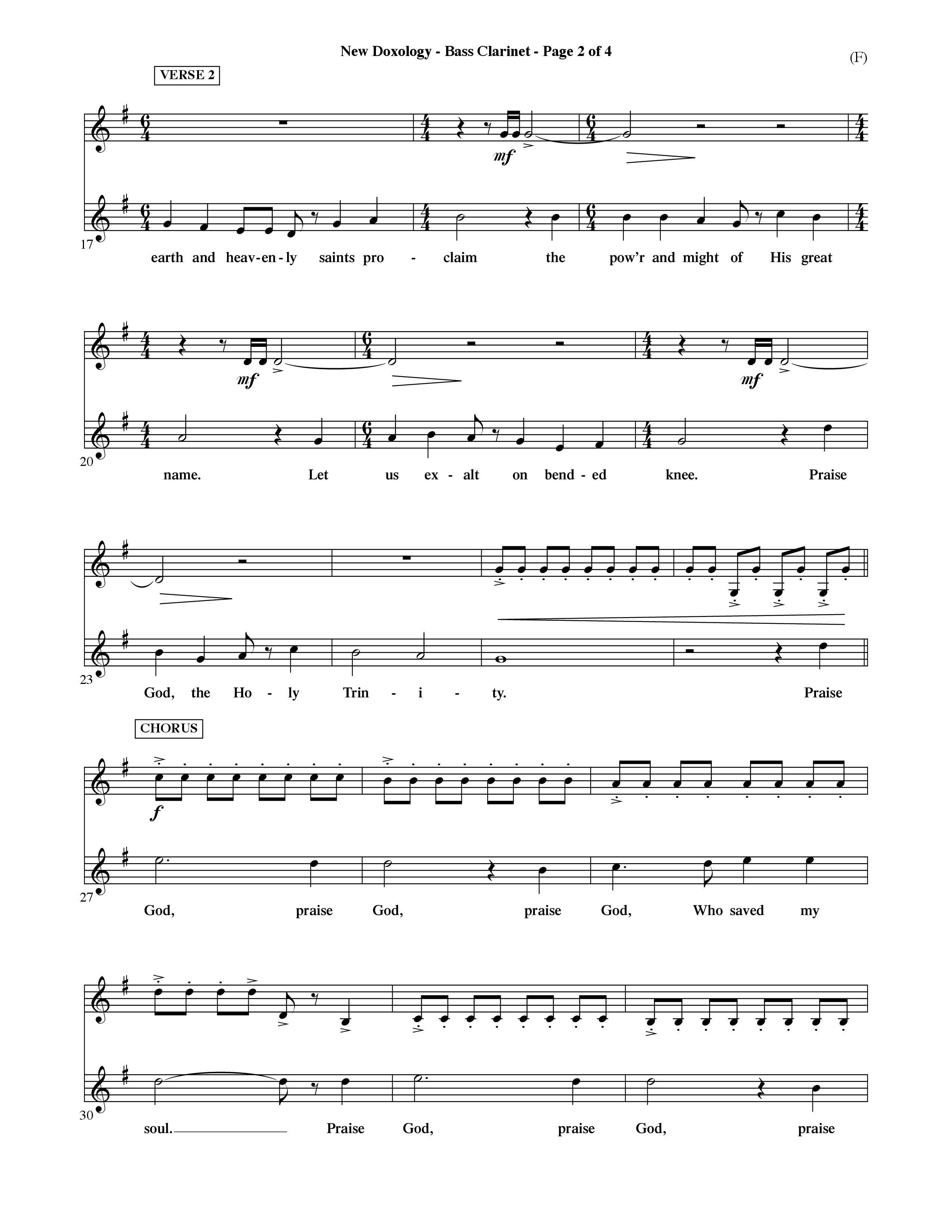 New Doxology (Choral Anthem SATB) Bass Clarinet (Word Music Choral / Orch. David Shipps)
