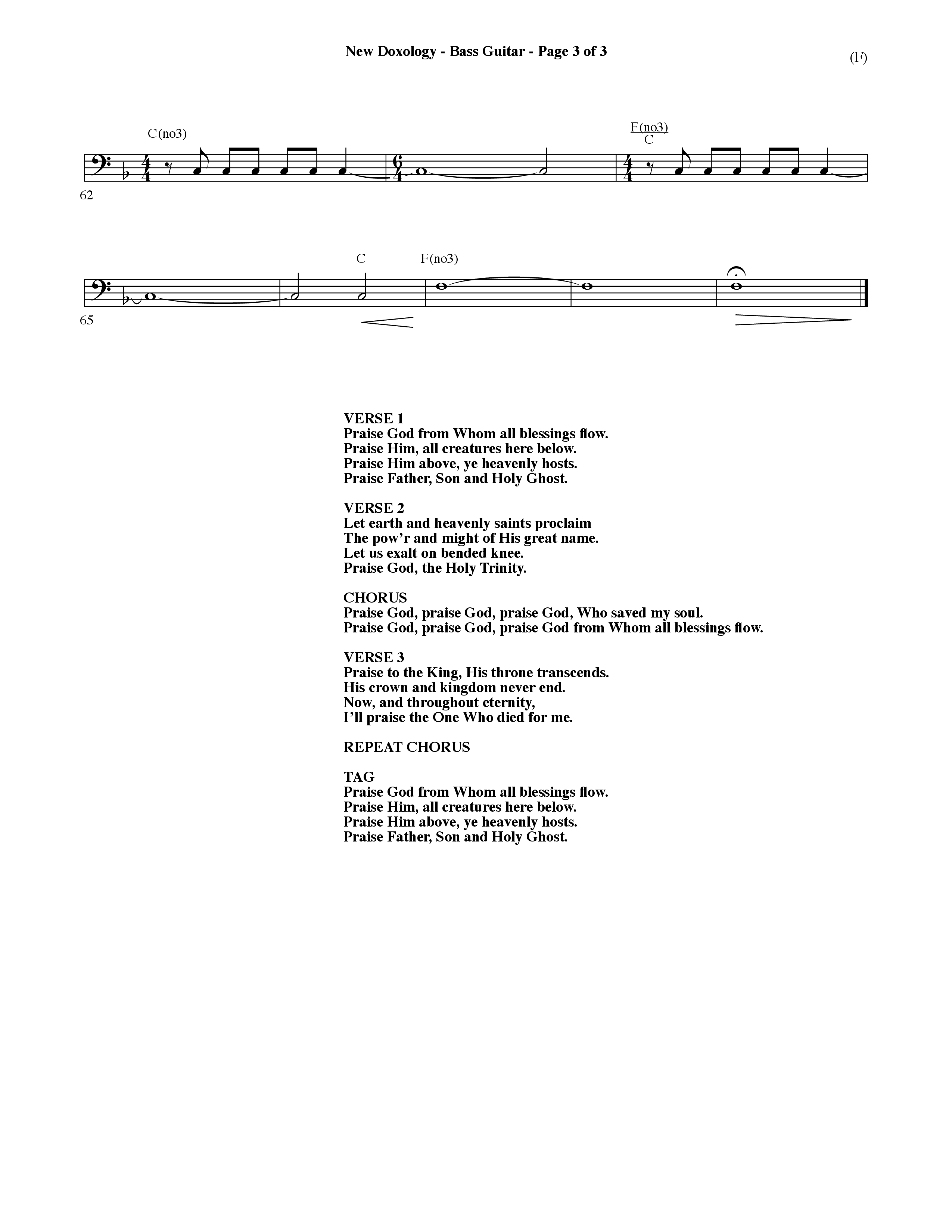 New Doxology (Choral Anthem SATB) Bass Guitar (Word Music Choral / Orch. David Shipps)