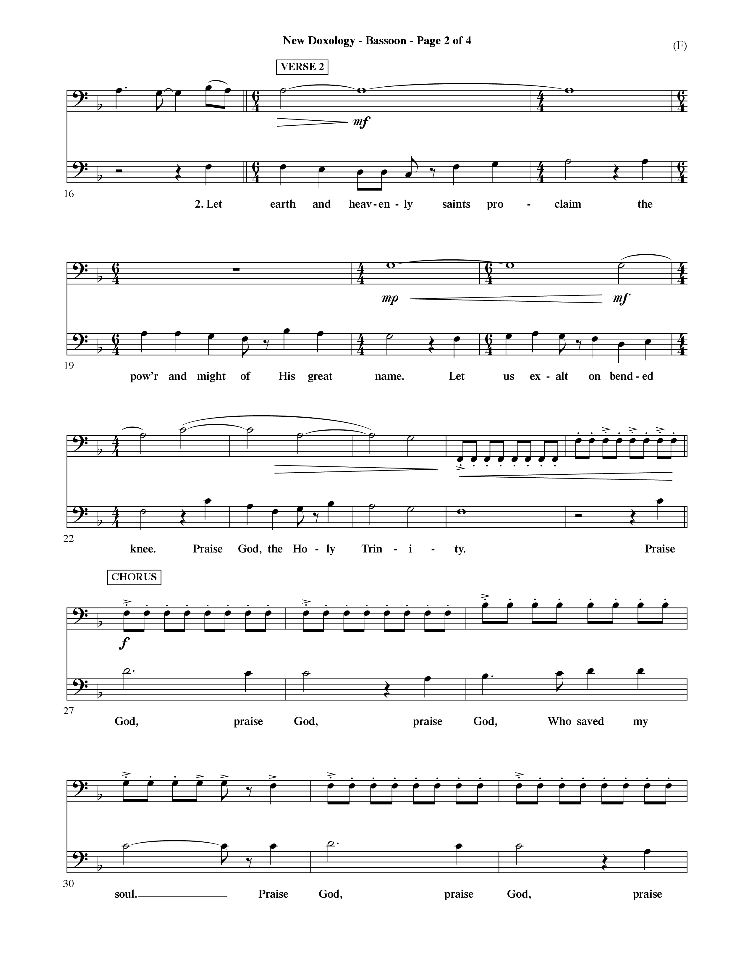 New Doxology (Choral Anthem SATB) Bassoon (Word Music Choral / Orch. David Shipps)