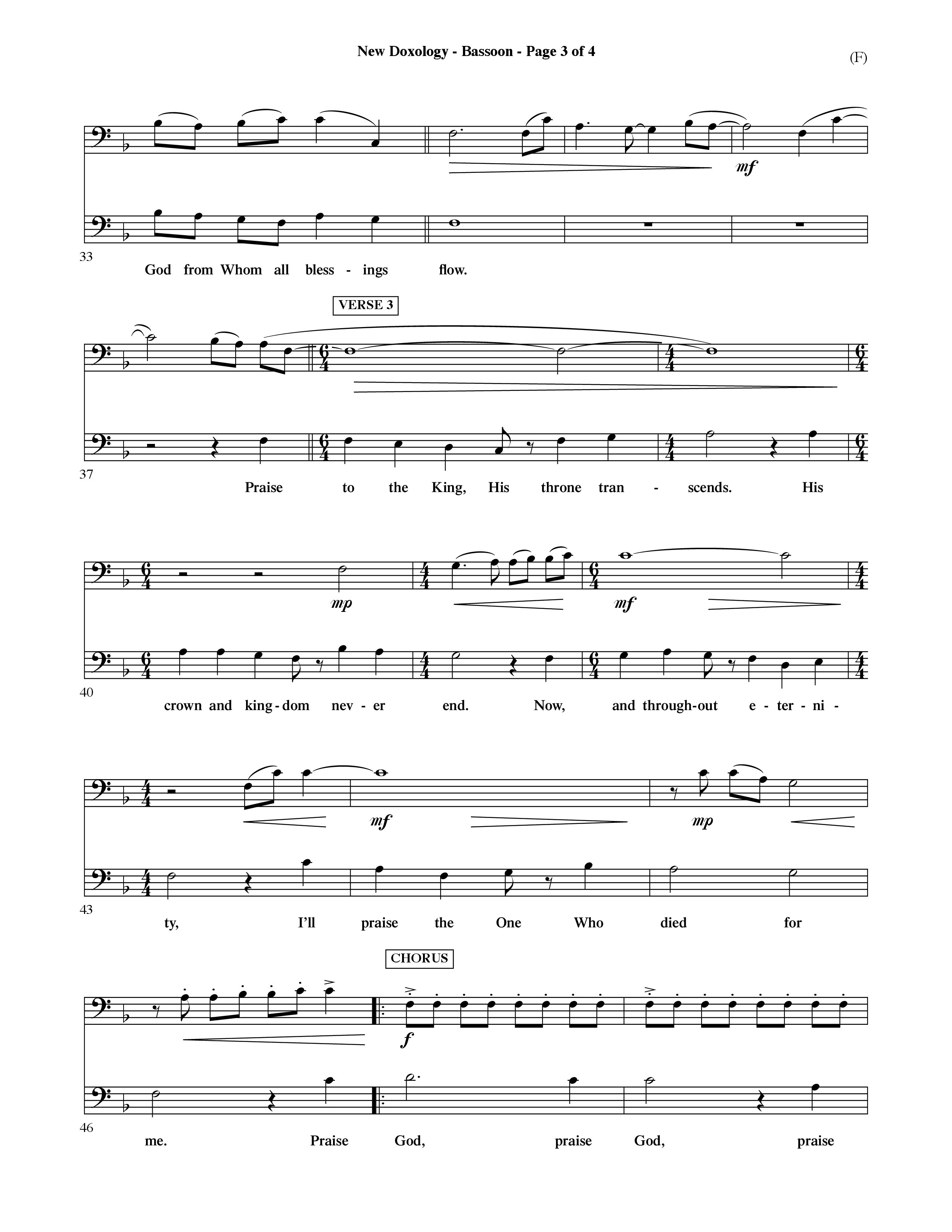 New Doxology (Choral Anthem SATB) Bassoon (Word Music Choral / Orch. David Shipps)
