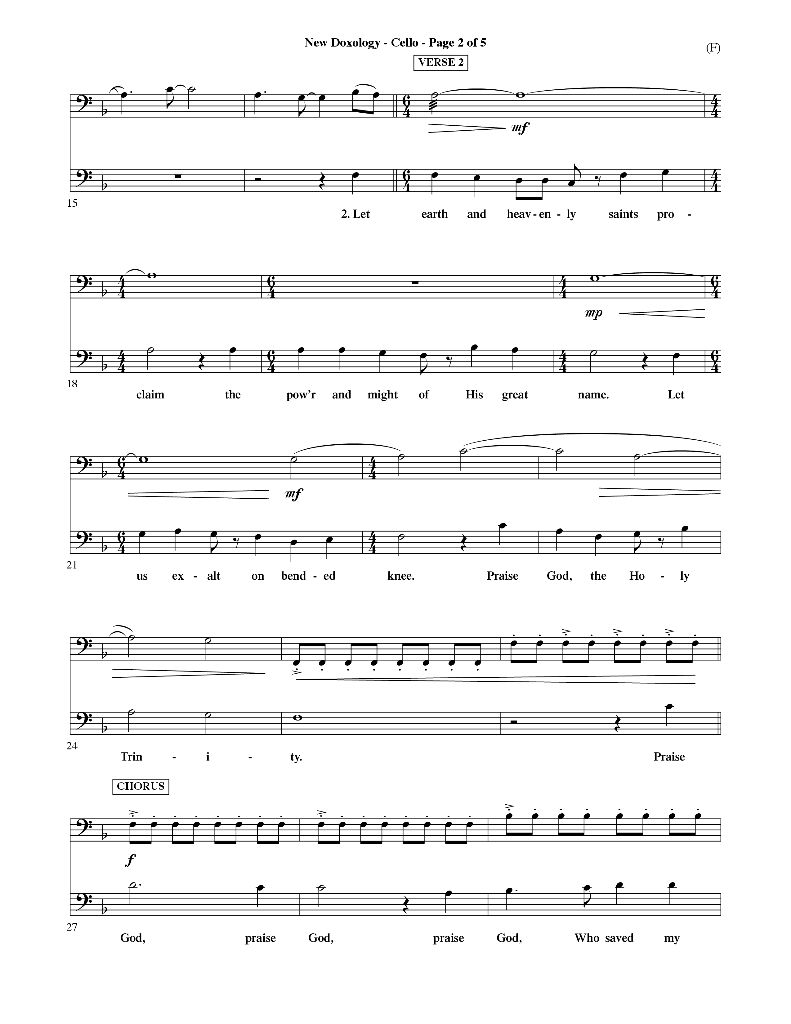 New Doxology (Choral Anthem SATB) Cello (Word Music Choral / Orch. David Shipps)