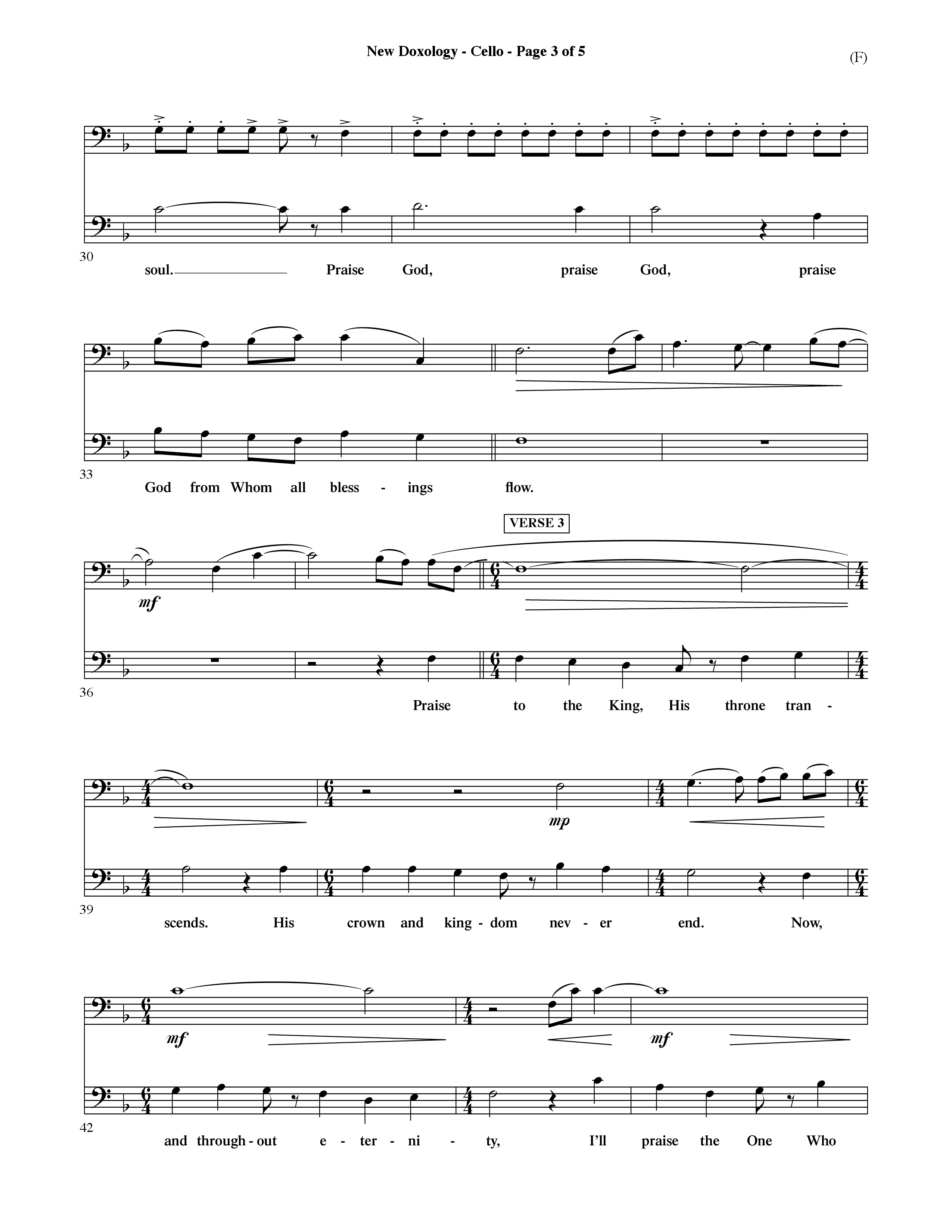 New Doxology (Choral Anthem SATB) Cello (Word Music Choral / Orch. David Shipps)