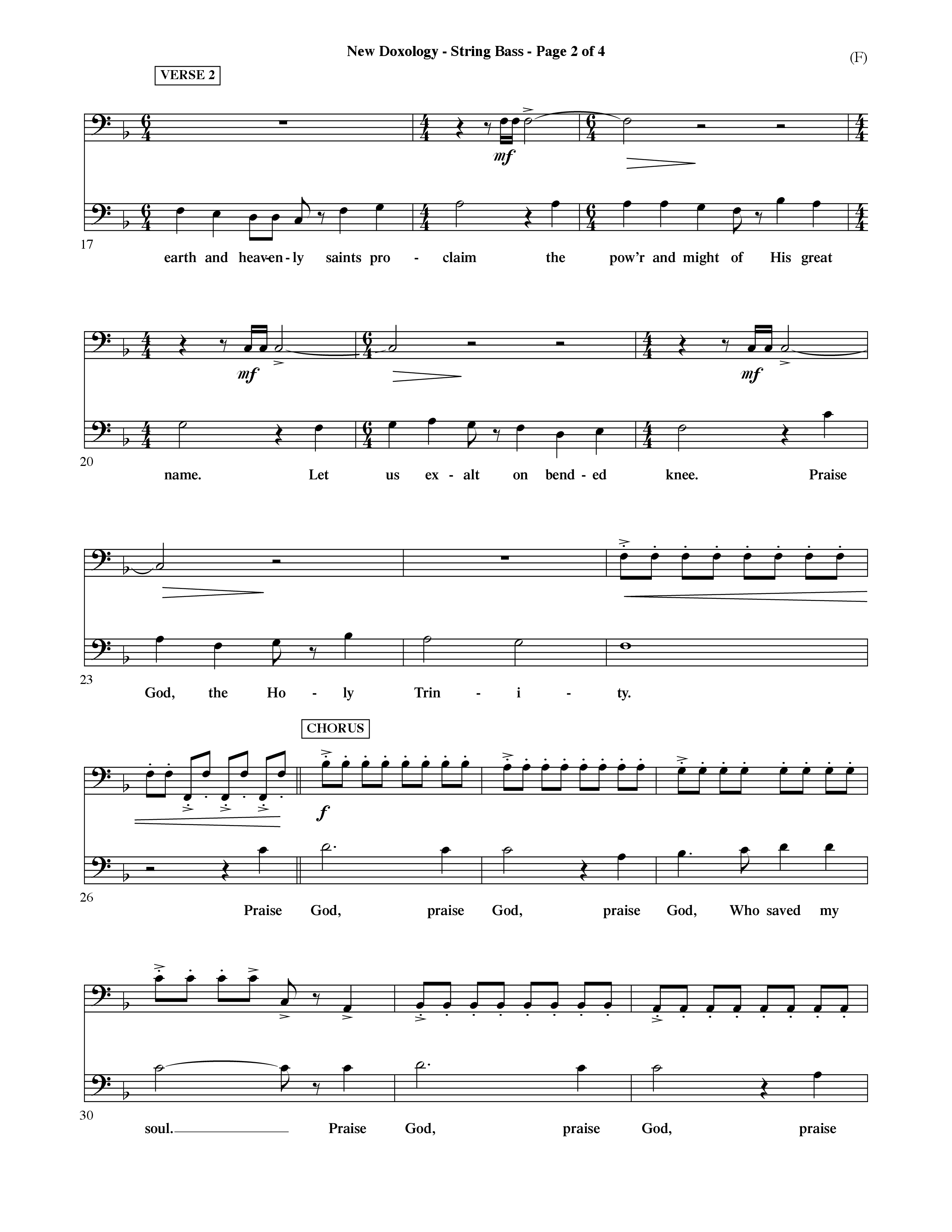 New Doxology (Choral Anthem SATB) Double Bass (Word Music Choral / Orch. David Shipps)
