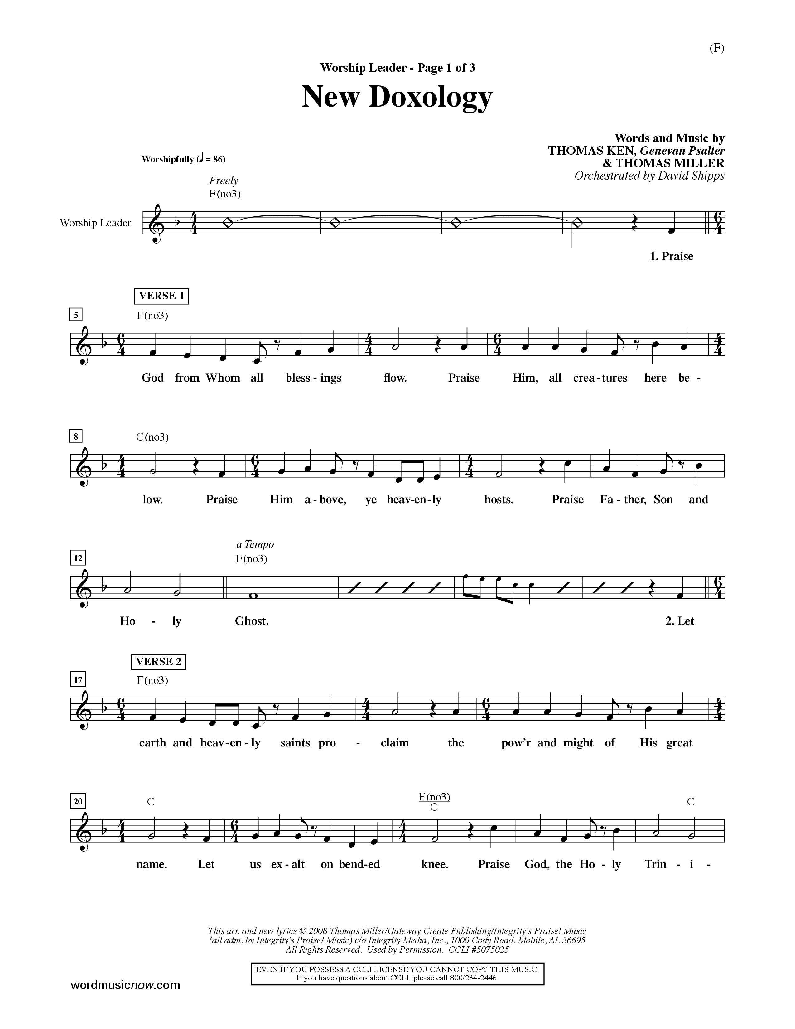 New Doxology (Choral Anthem SATB) Rhythm Pack (Word Music Choral / Orch. David Shipps)