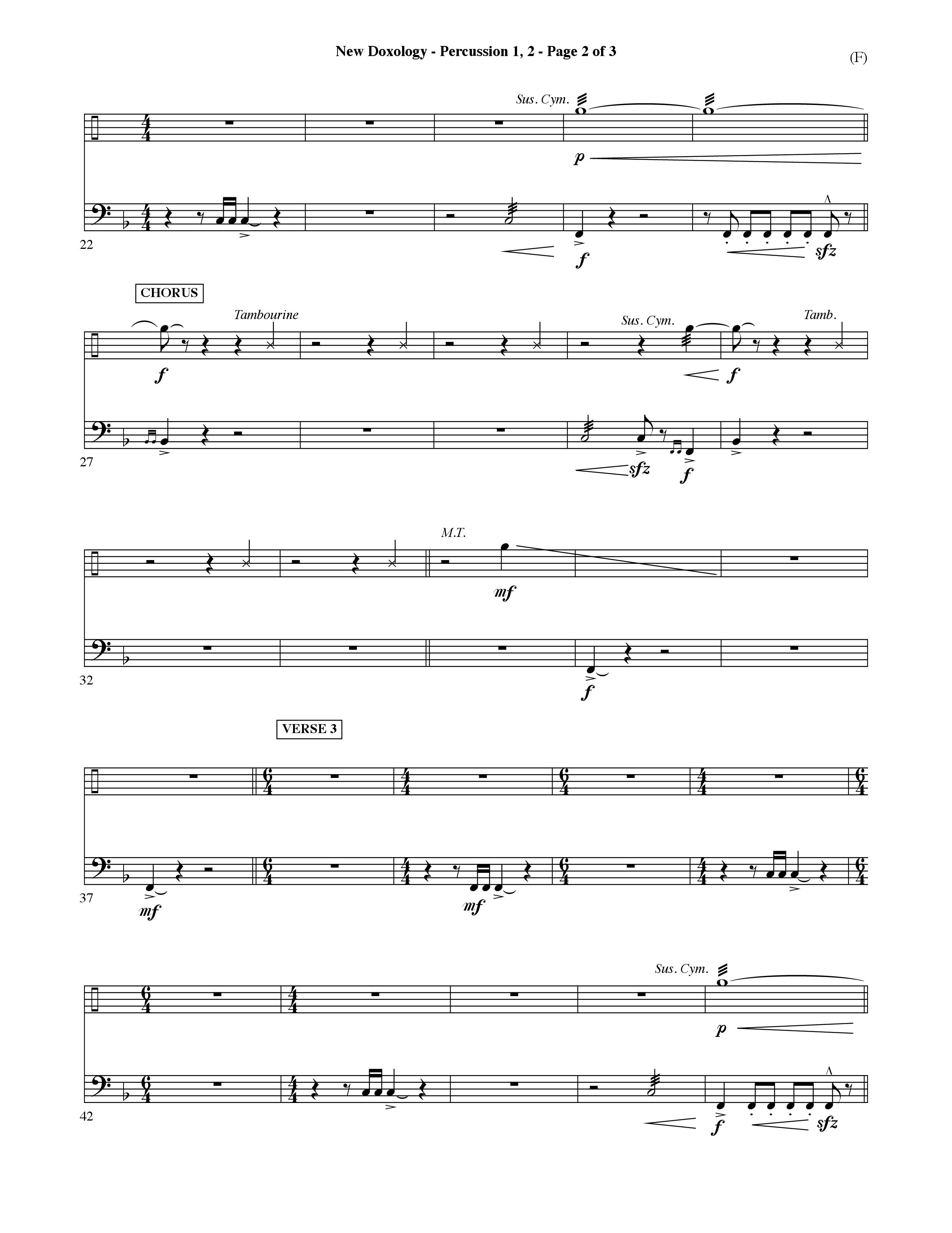 New Doxology (Choral Anthem SATB) Percussion 1/2 (Word Music Choral / Orch. David Shipps)
