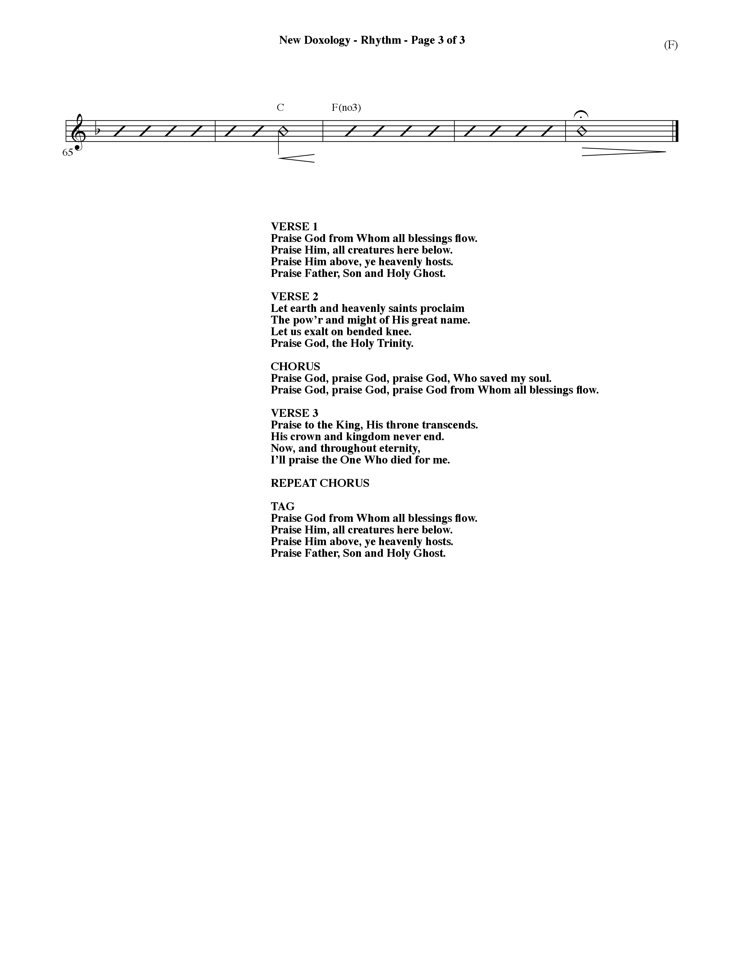 New Doxology (Choral Anthem SATB) Rhythm Chart (Word Music Choral / Orch. David Shipps)