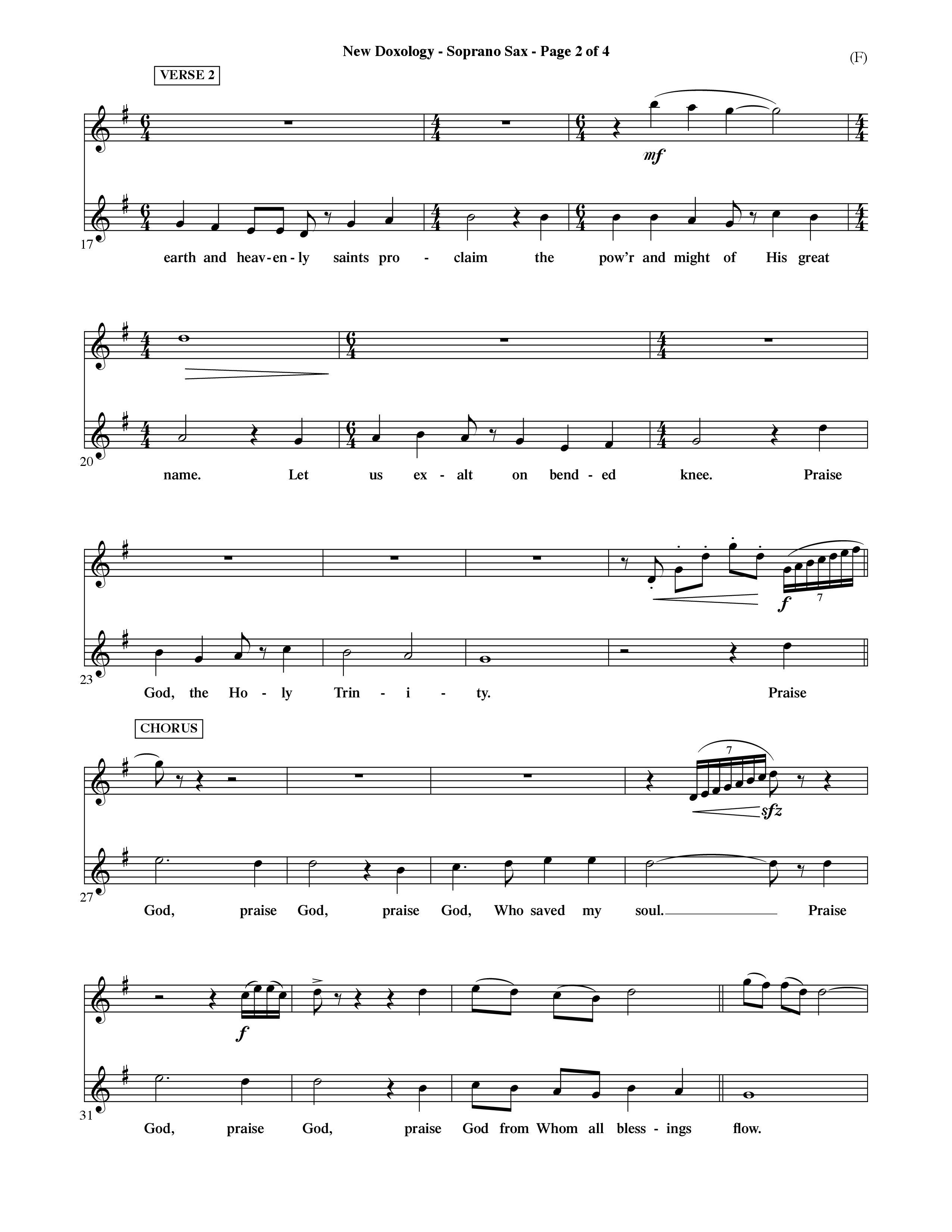 New Doxology (Choral Anthem SATB) Saxophone (Word Music Choral / Orch. David Shipps)
