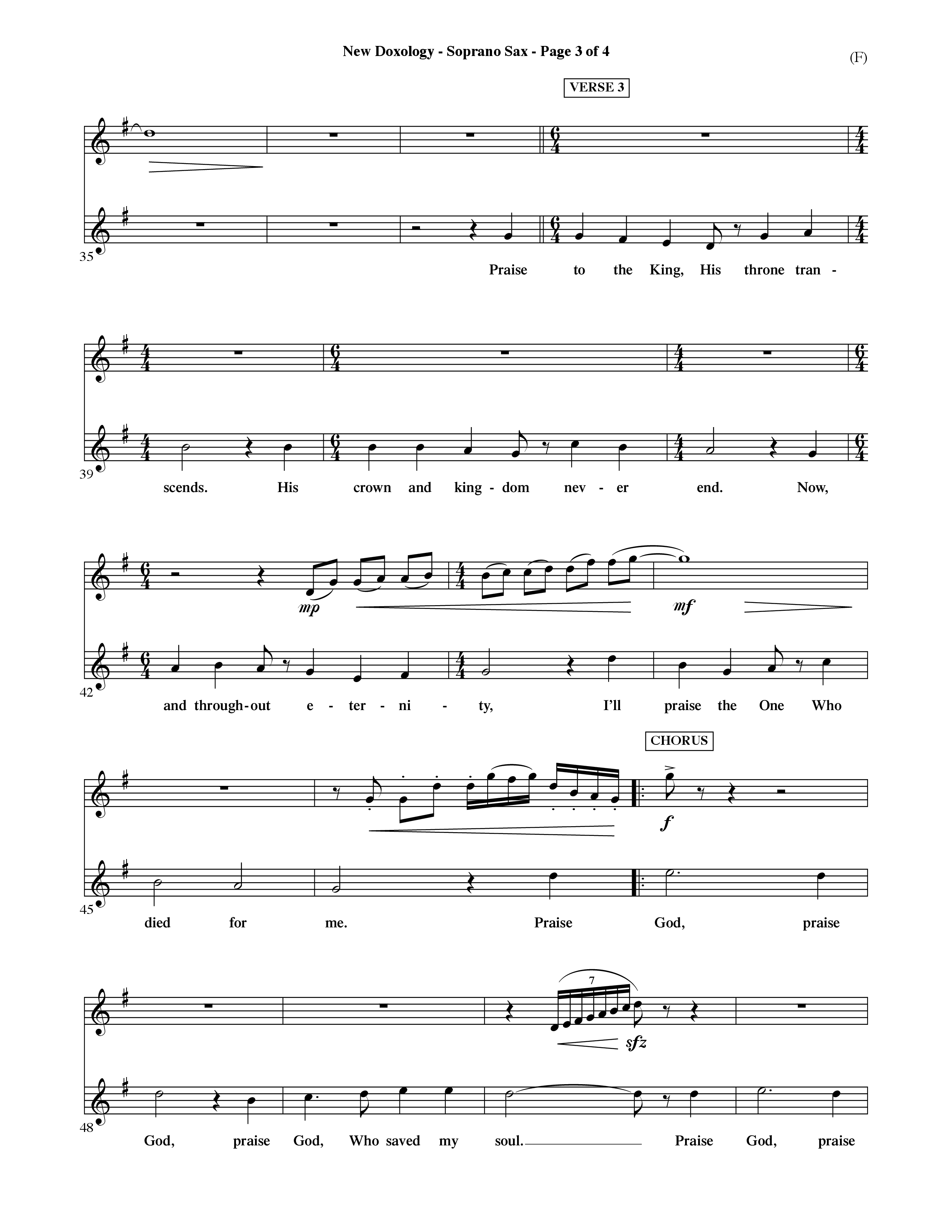 New Doxology (Choral Anthem SATB) Saxophone (Word Music Choral / Orch. David Shipps)