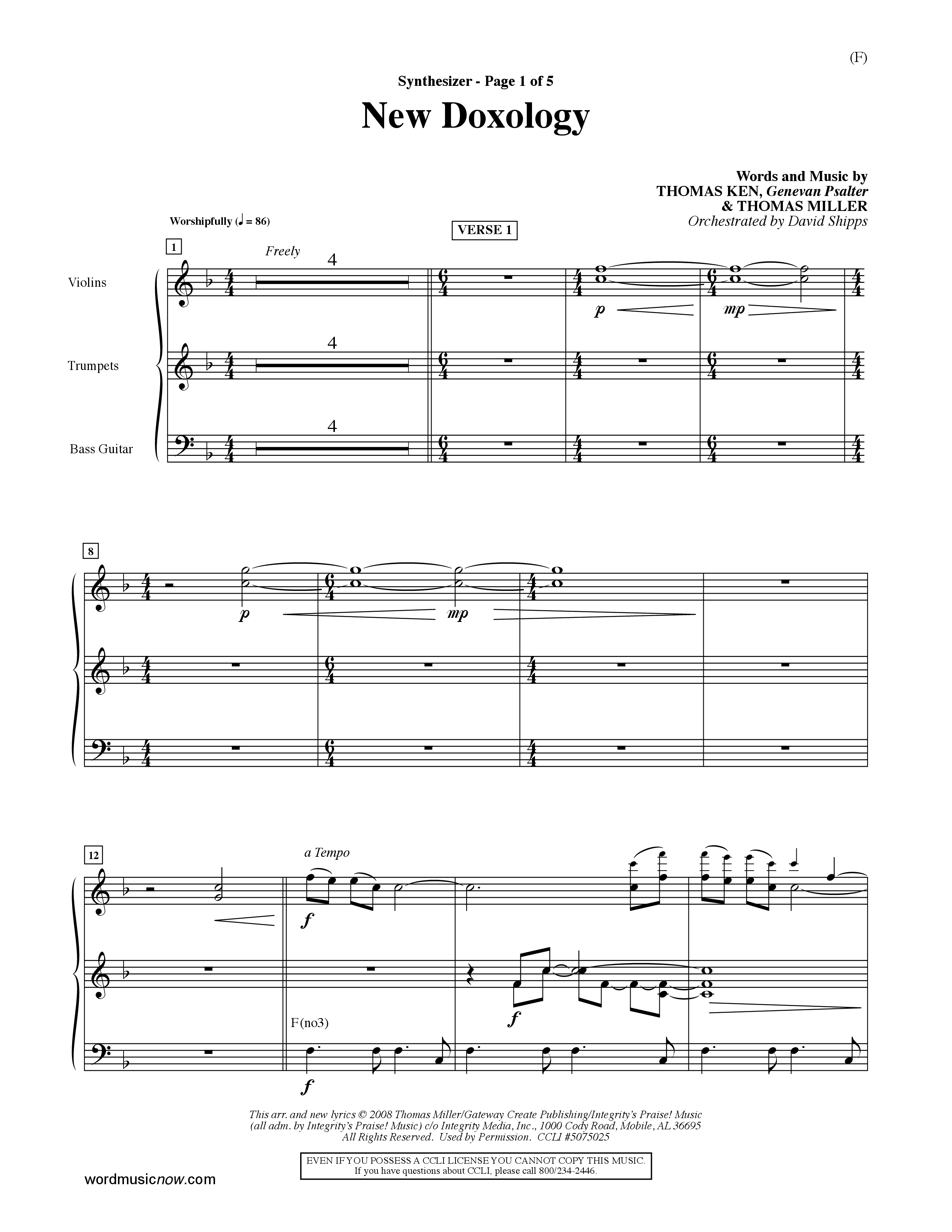 New Doxology (Choral Anthem SATB) Synth (Word Music Choral / Orch. David Shipps)