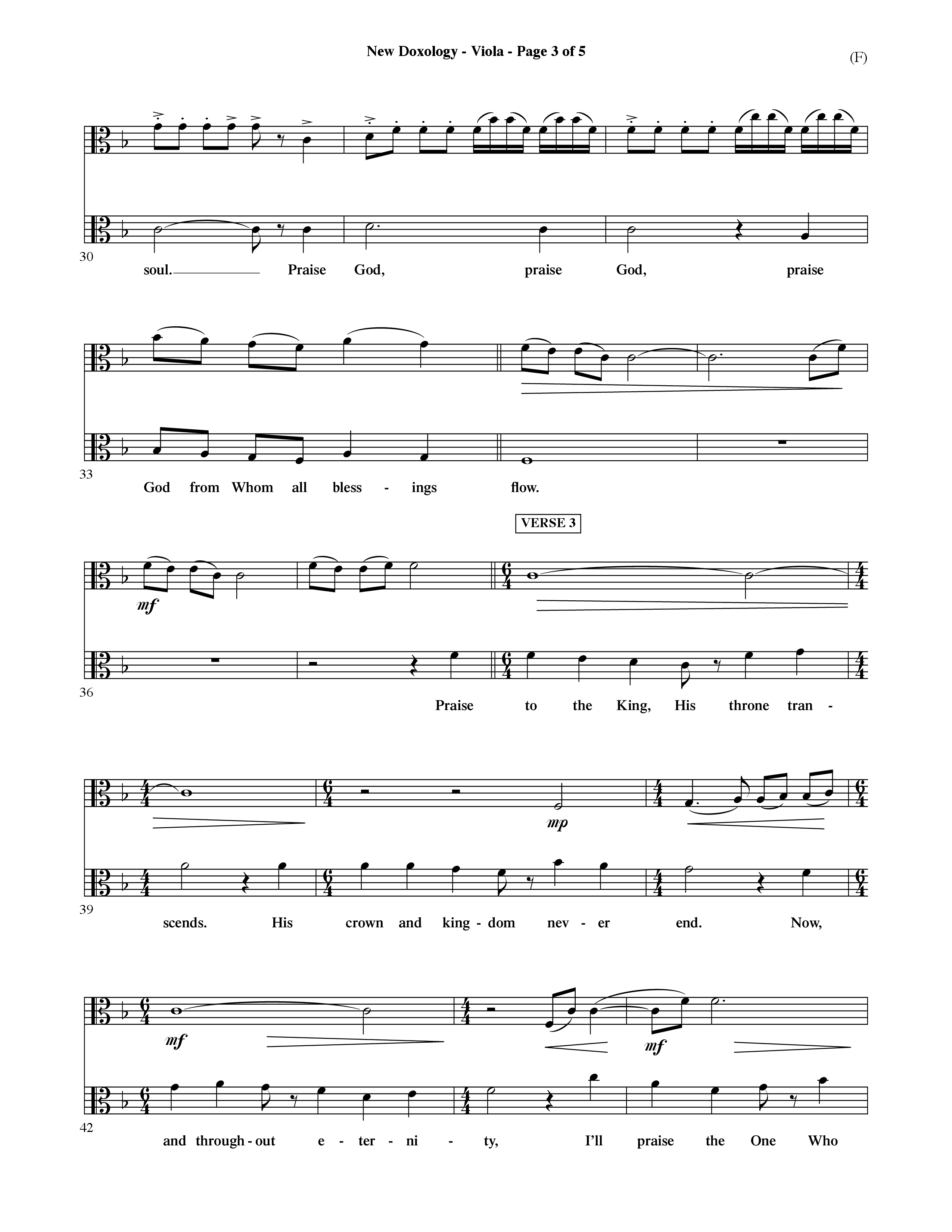 New Doxology (Choral Anthem SATB) Viola (Word Music Choral / Orch. David Shipps)