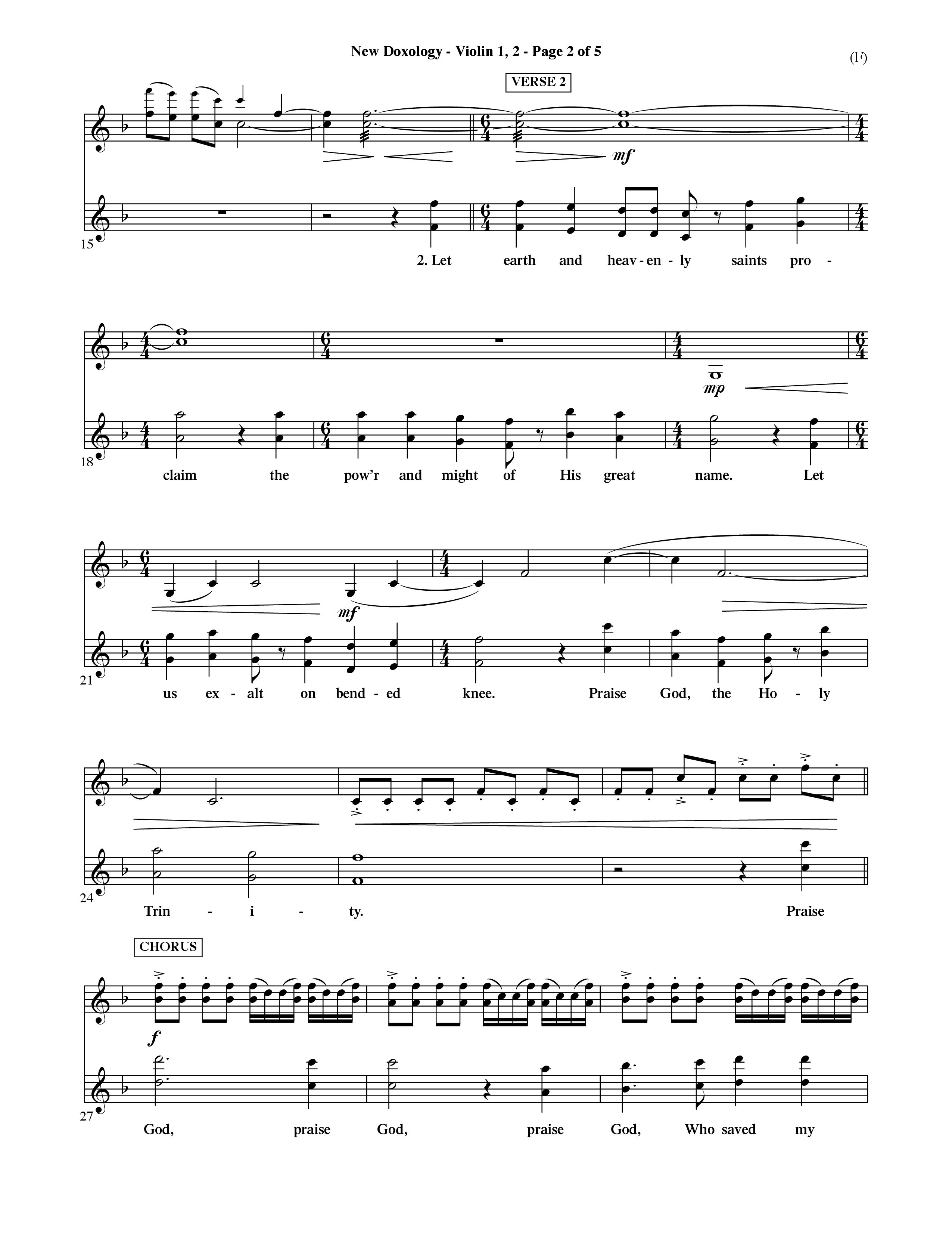 New Doxology (Choral Anthem SATB) Violin 1/2 (Word Music Choral / Orch. David Shipps)
