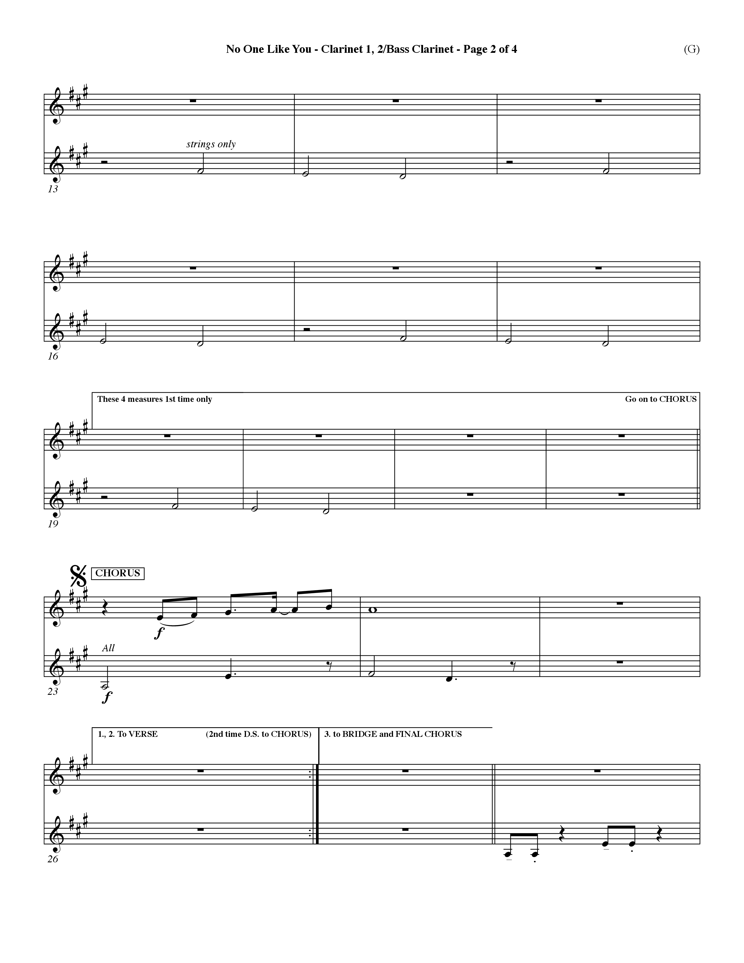 No One Like You (Choral Anthem SATB) Clarinet 1/2, Bass Clarinet (Word Music Choral / Orch. Dave Williamson)