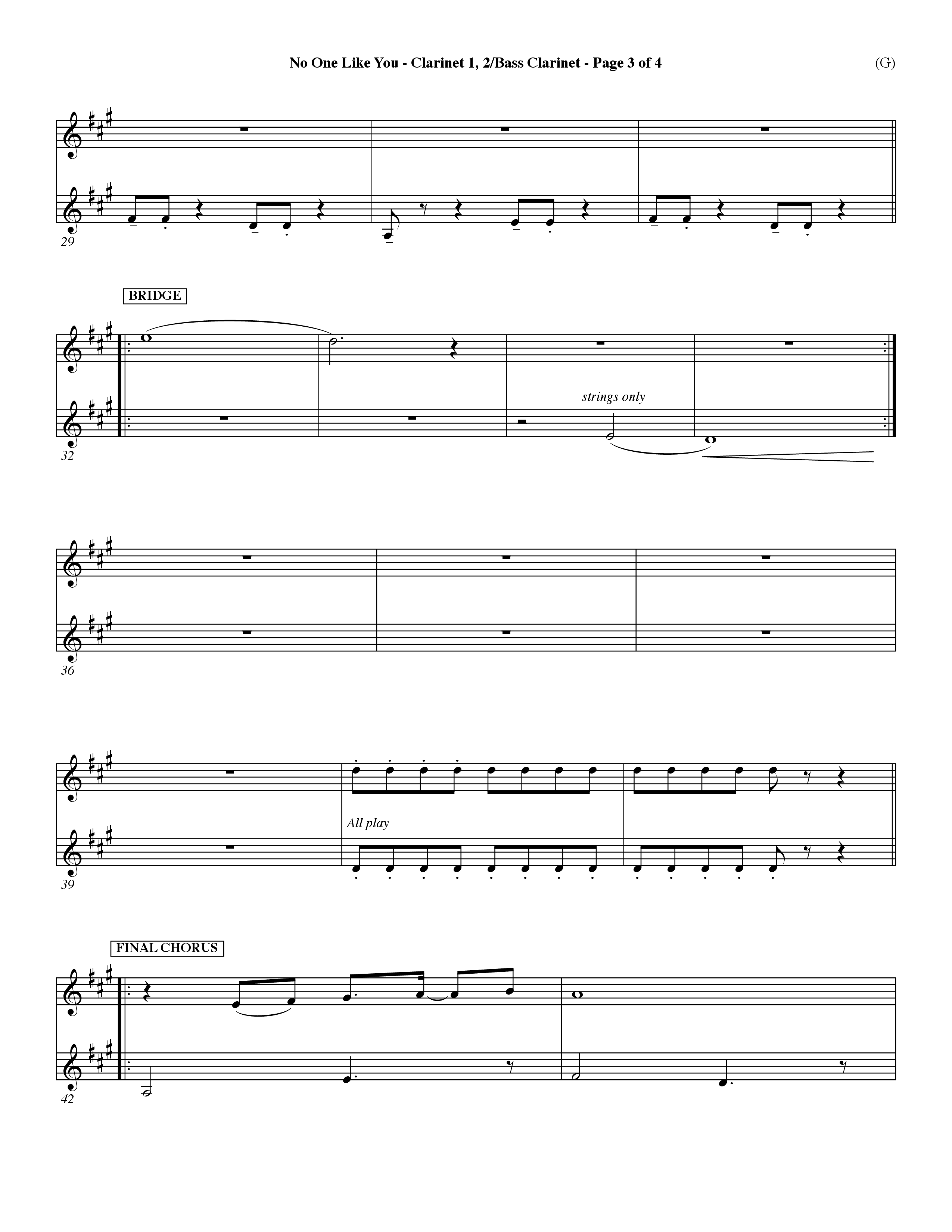 No One Like You (Choral Anthem SATB) Clarinet 1/2, Bass Clarinet (Word Music Choral / Orch. Dave Williamson)
