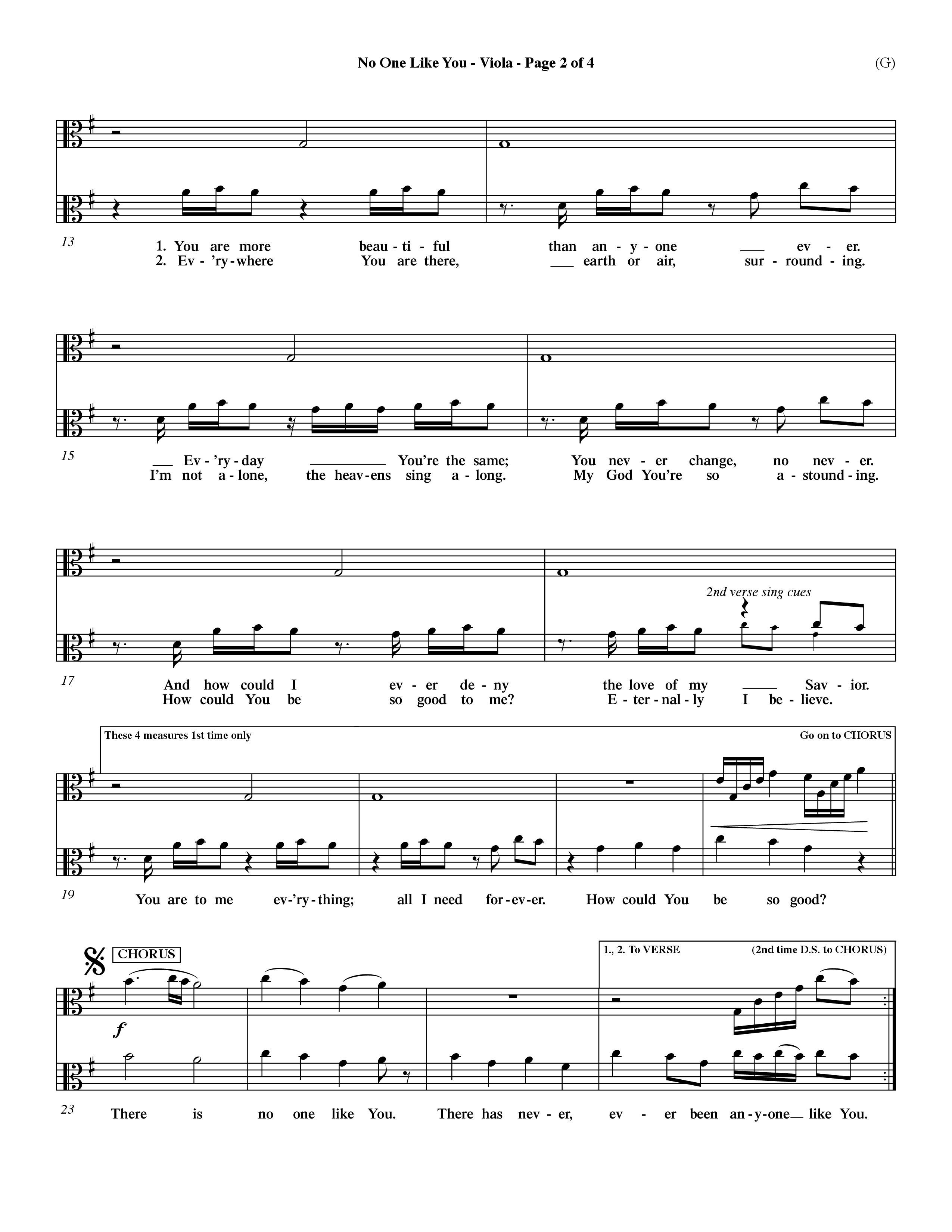 No One Like You (Choral Anthem SATB) Viola (Word Music Choral / Orch. Dave Williamson)
