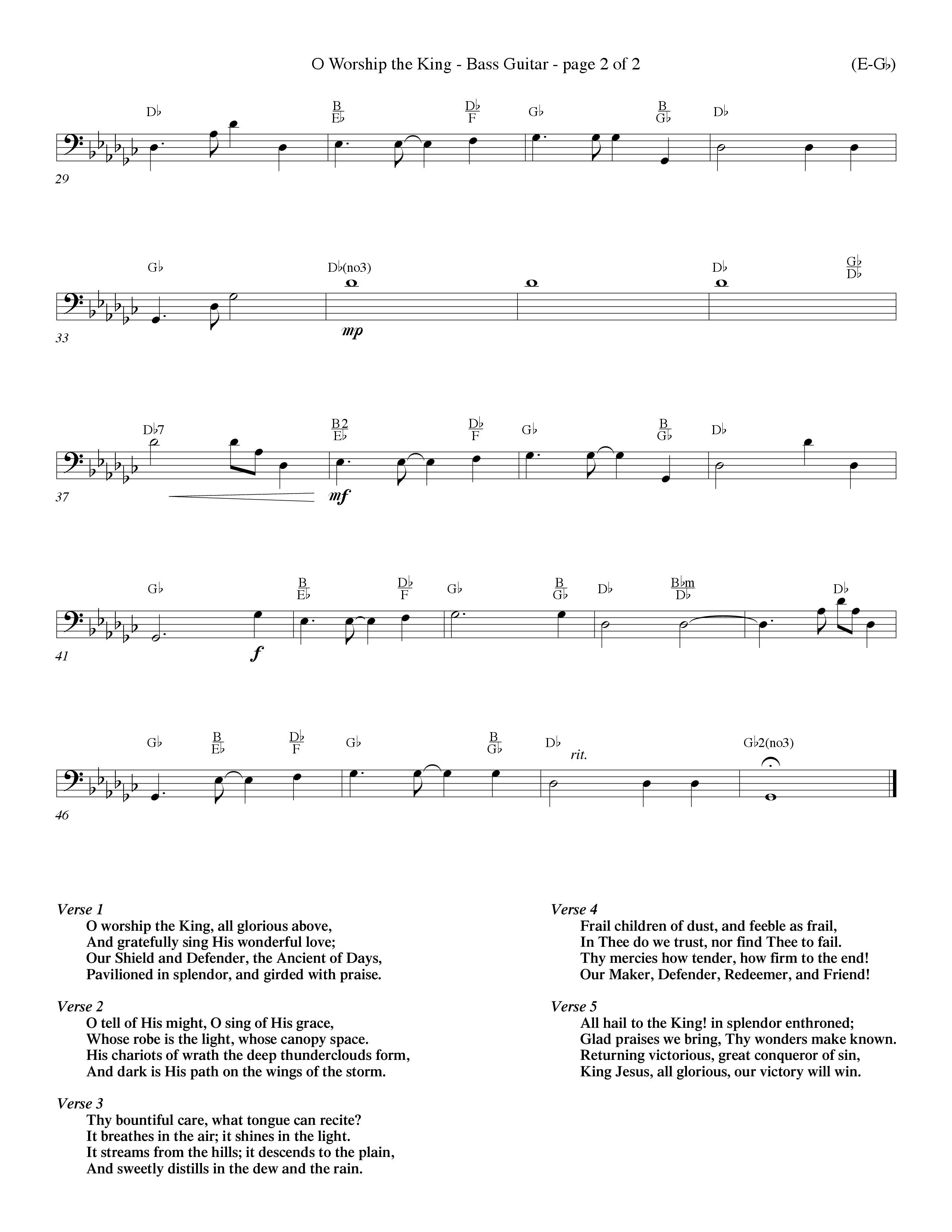 O Worship The King (Lyons) (Choral Anthem SATB) Bass Guitar (Word Music Choral / Arr. John Coates / Orch. Keith Christopher)
