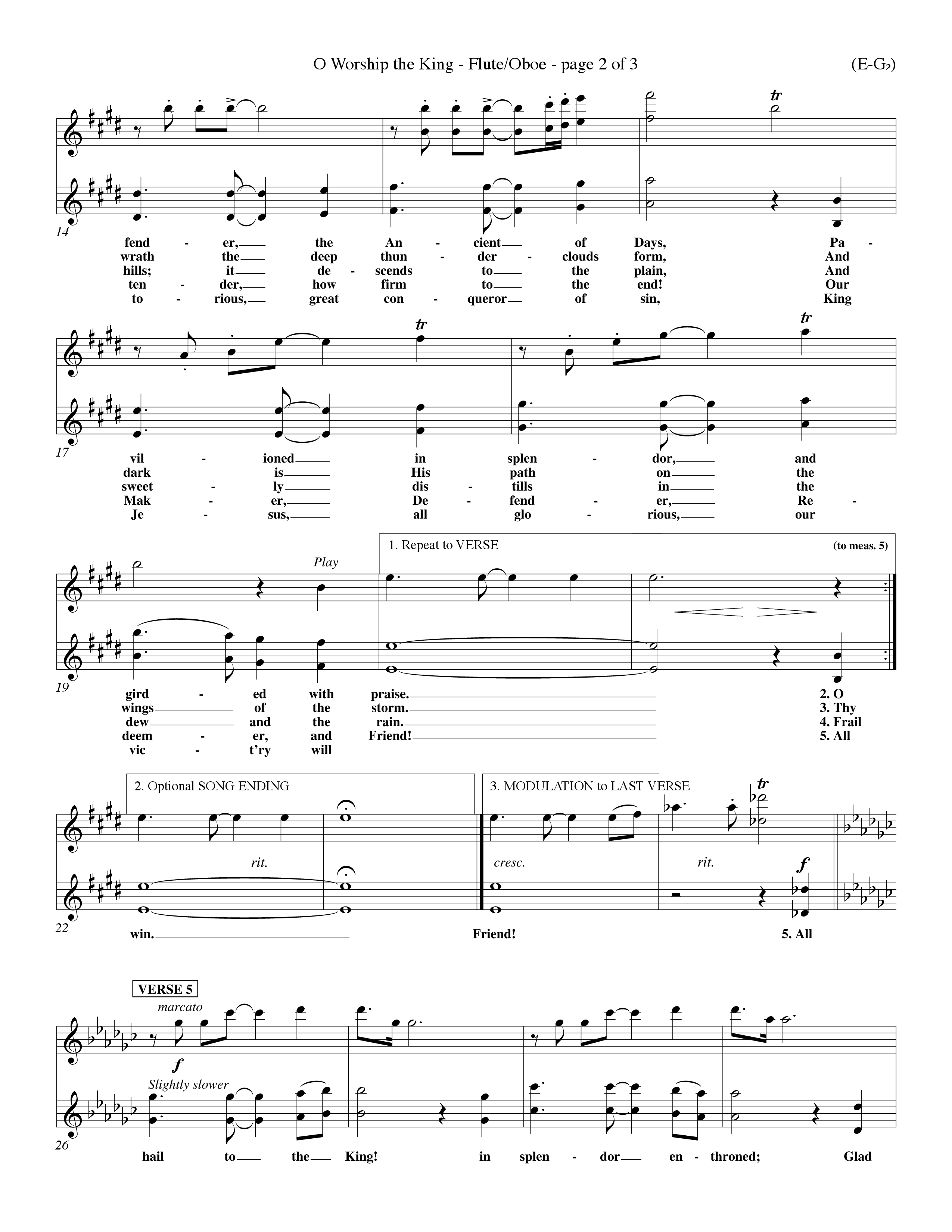 O Worship The King (Lyons) (Choral Anthem SATB) Flute/Oboe (Word Music Choral / Arr. John Coates / Orch. Keith Christopher)
