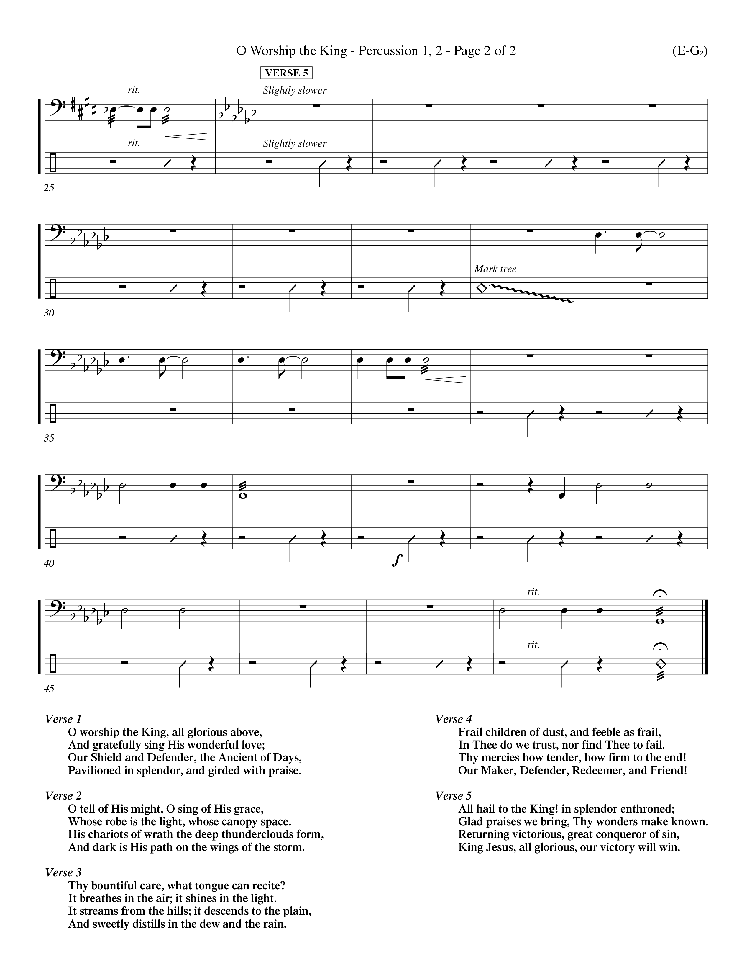 O Worship The King (Lyons) (Choral Anthem SATB) Percussion 1/2 (Word Music Choral / Arr. John Coates / Orch. Keith Christopher)