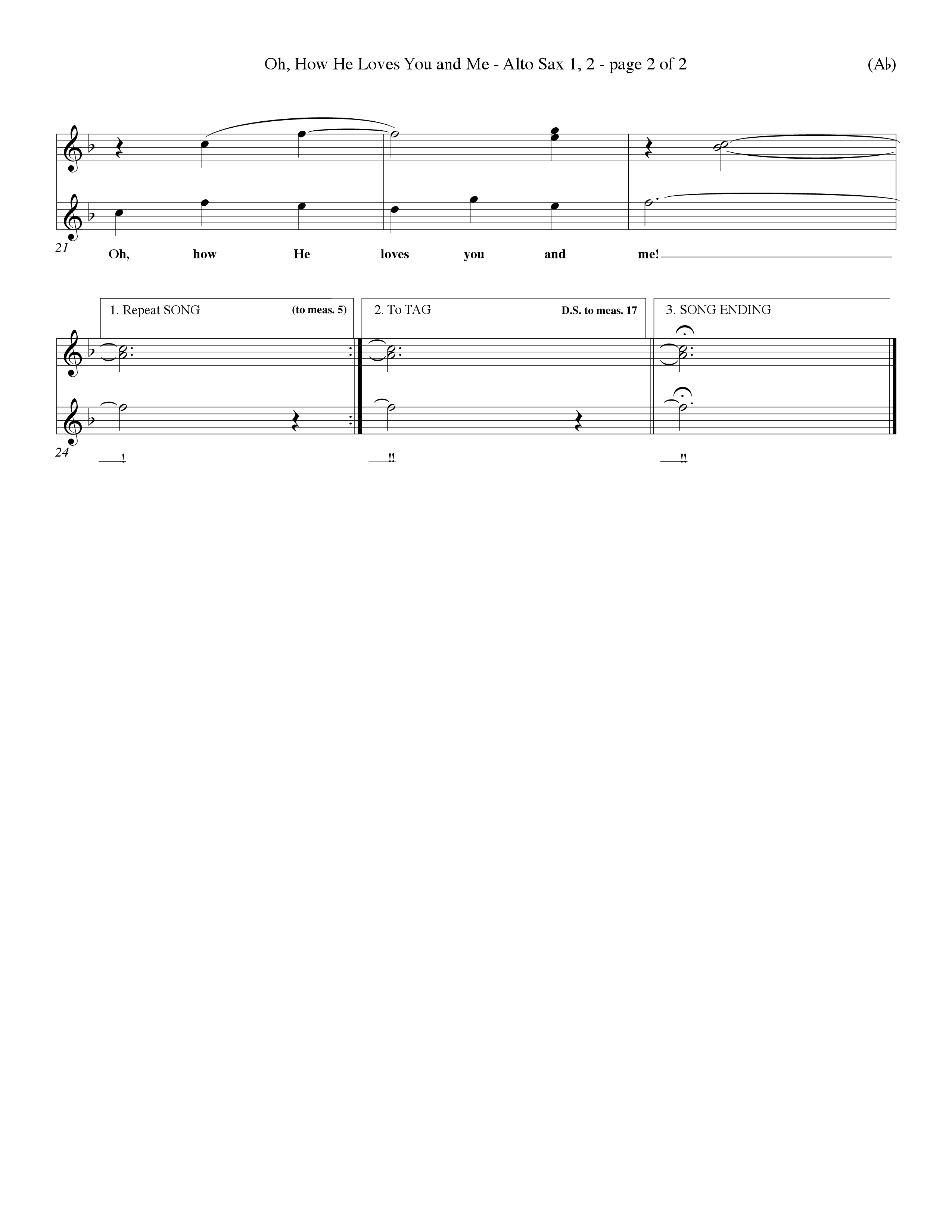 Oh How He Loves You And Me (Choral Anthem SATB) Alto Sax 1/2 (Word Music Choral / Orch. Keith Christopher / Orch. Wayne Yankie)