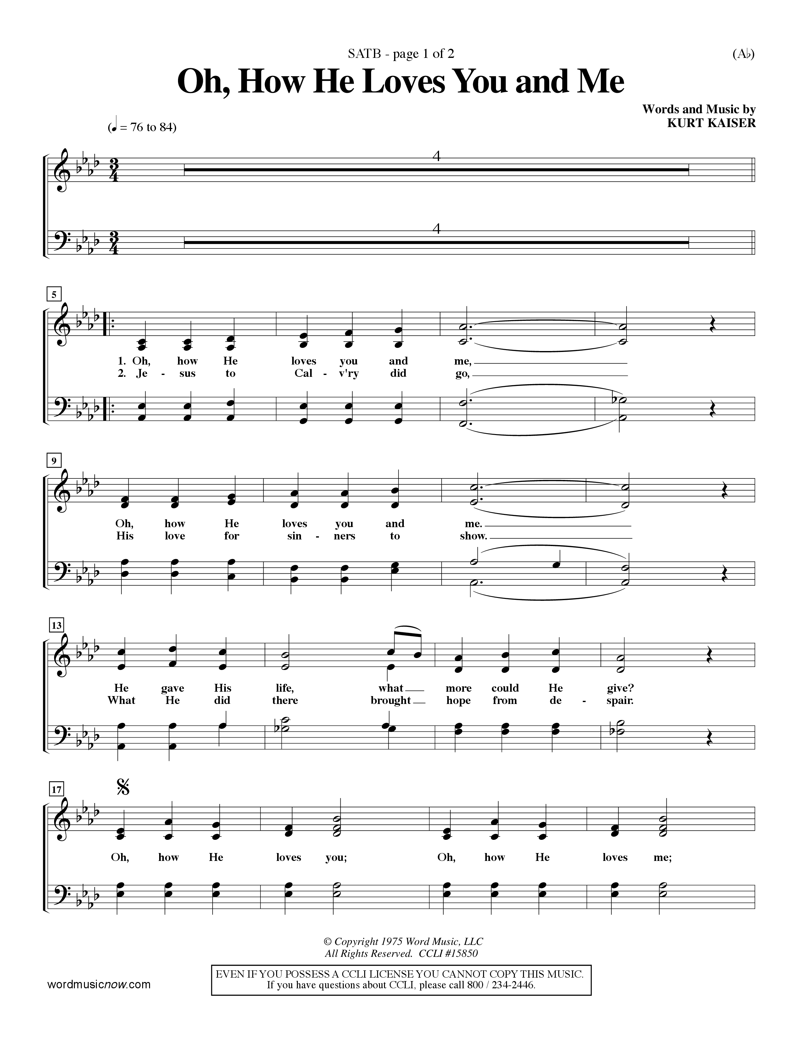 Oh How He Loves You And Me (Choral Anthem SATB) Choir Sheet (SATB) (Word Music Choral / Orch. Keith Christopher / Orch. Wayne Yankie)
