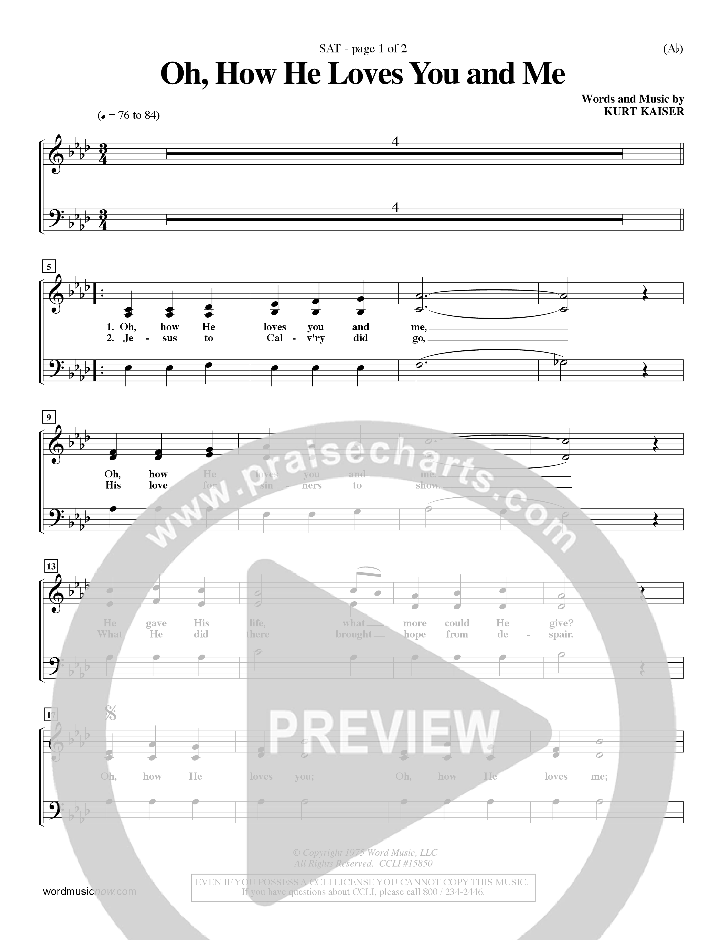Oh How He Loves You And Me (Choral Anthem SATB) Choir Sheet (SATB) (Word Music Choral / Orch. Keith Christopher / Orch. Wayne Yankie)