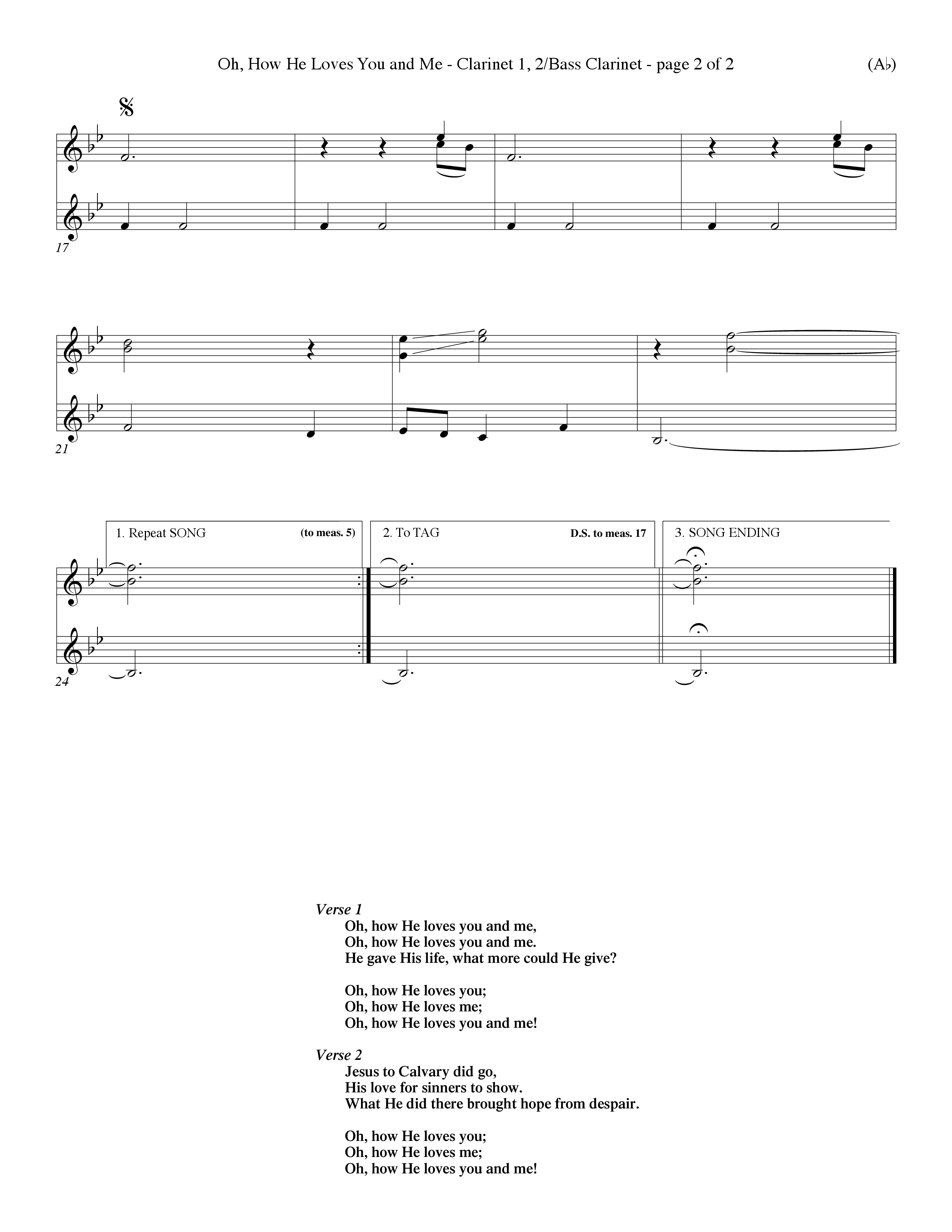 Oh How He Loves You And Me (Choral Anthem SATB) Clarinet 1/2, Bass Clarinet (Word Music Choral / Orch. Keith Christopher / Orch. Wayne Yankie)