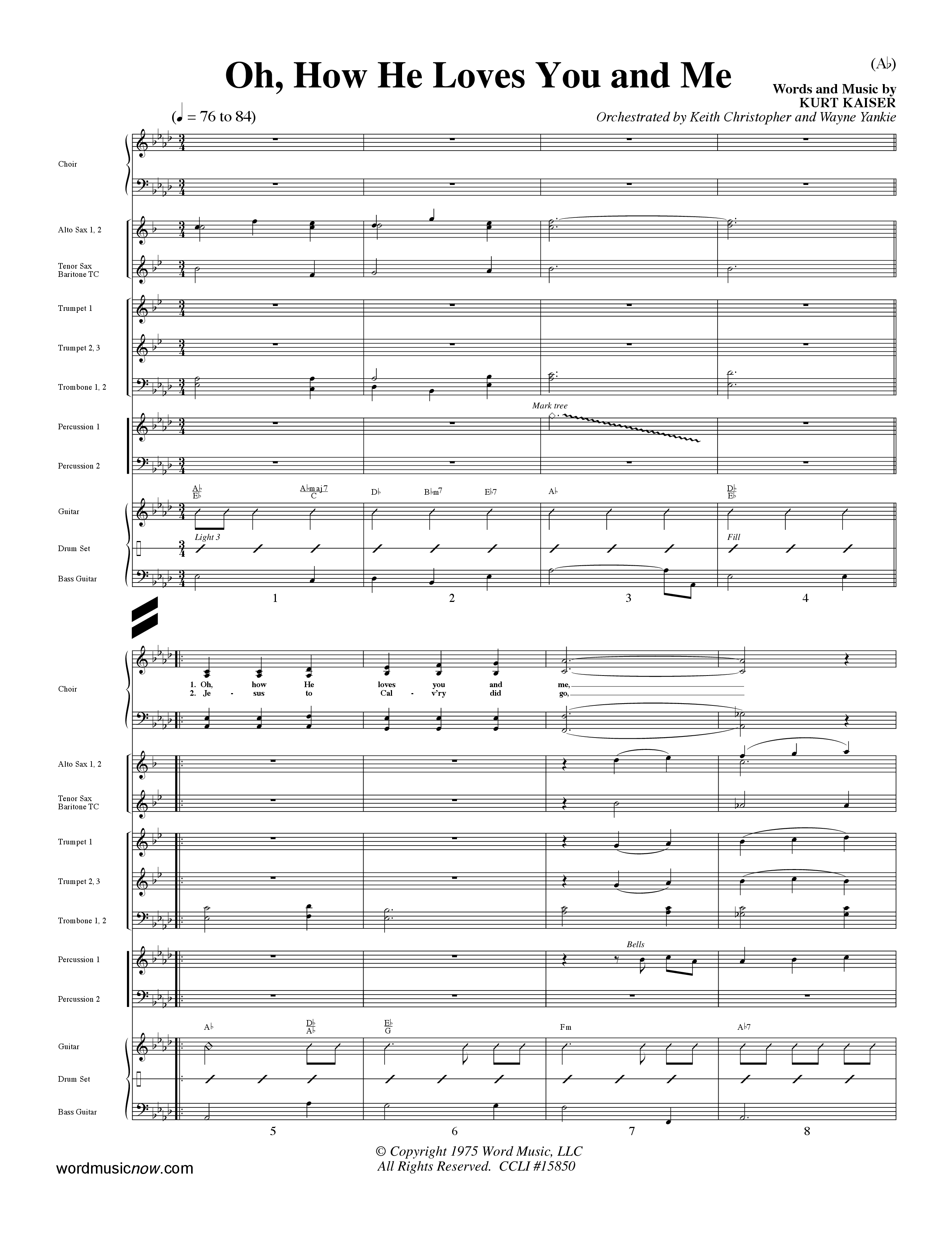 Oh How He Loves You And Me (Choral Anthem SATB) PraiseBand (incl. Brass) (Word Music Choral / Orch. Keith Christopher / Orch. Wayne Yankie)