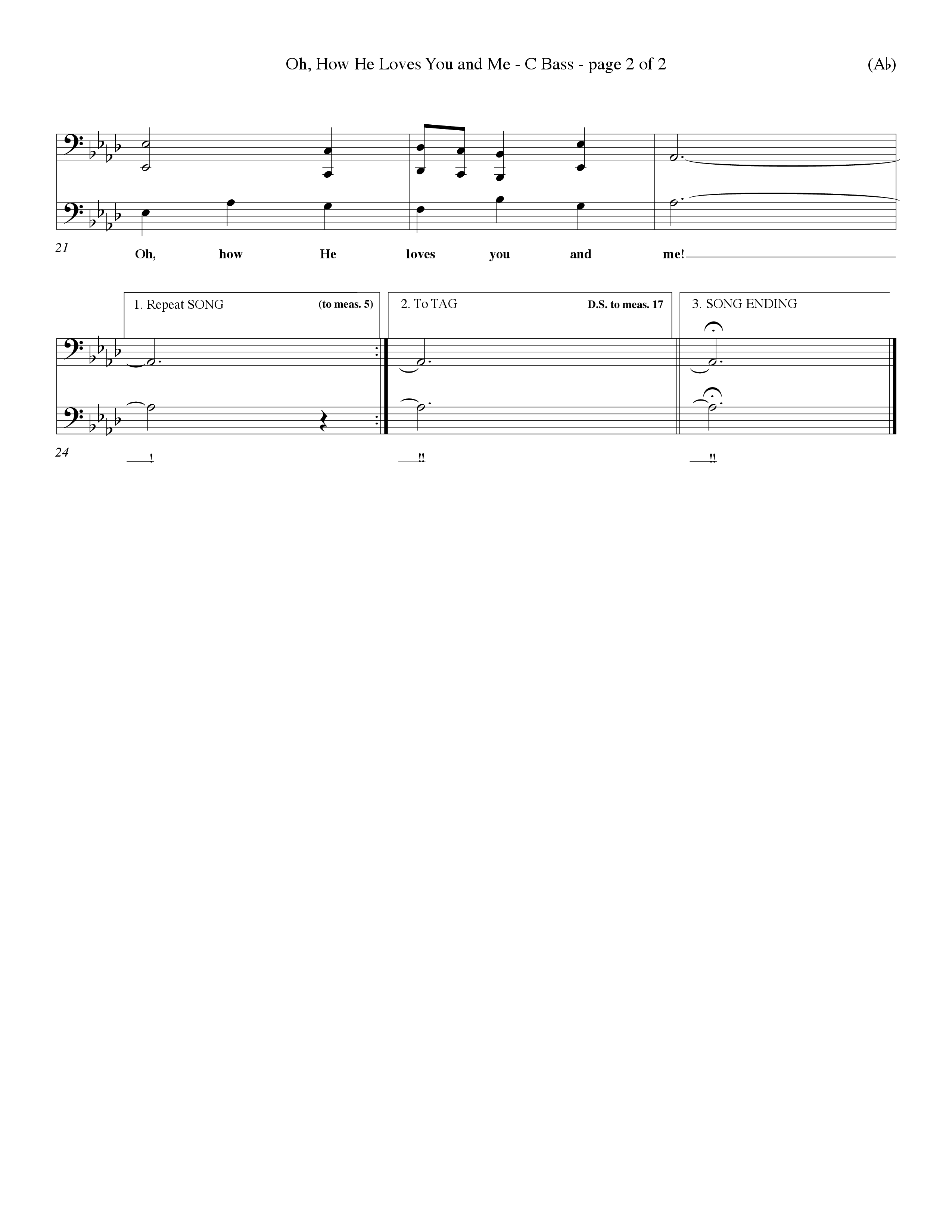 Oh How He Loves You And Me (Choral Anthem SATB) Contrabass (Word Music Choral / Orch. Keith Christopher / Orch. Wayne Yankie)