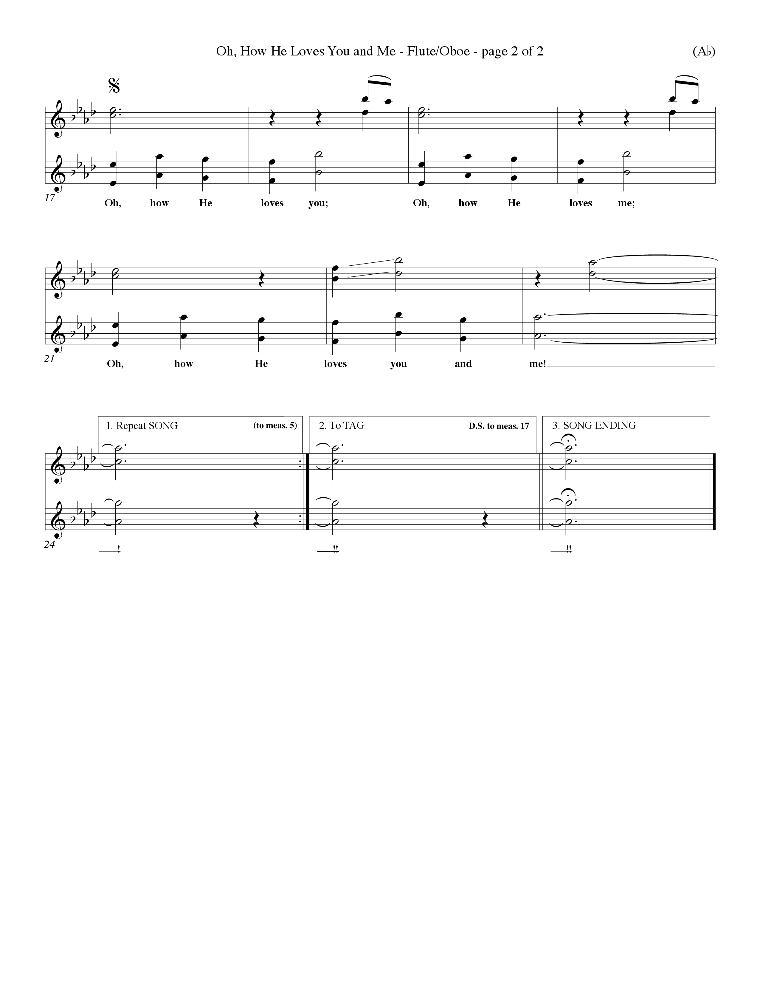 Oh How He Loves You And Me (Choral Anthem SATB) Flute/Oboe (Word Music Choral / Orch. Keith Christopher / Orch. Wayne Yankie)