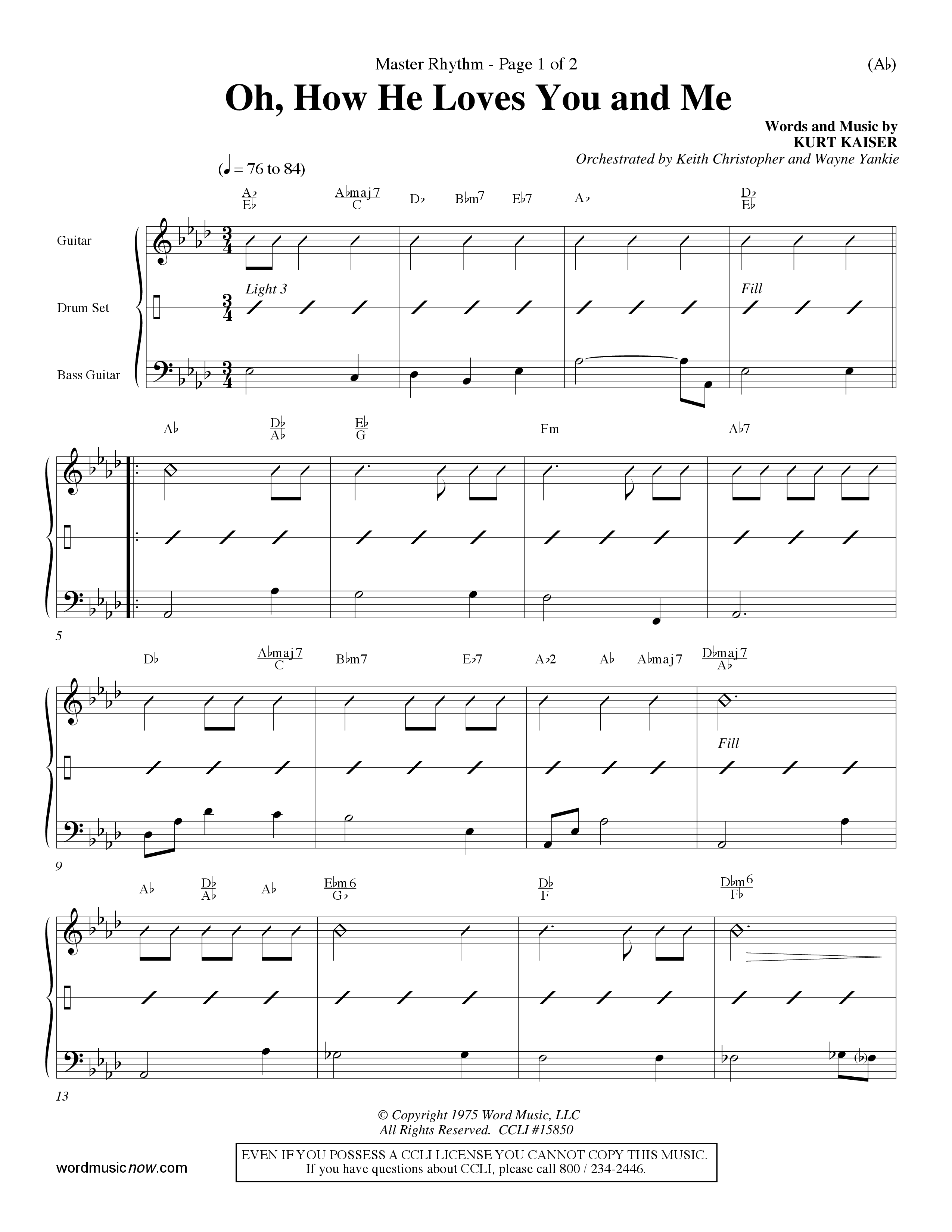 Oh How He Loves You And Me (Choral Anthem SATB) Rhythm Chart (Word Music Choral / Orch. Keith Christopher / Orch. Wayne Yankie)