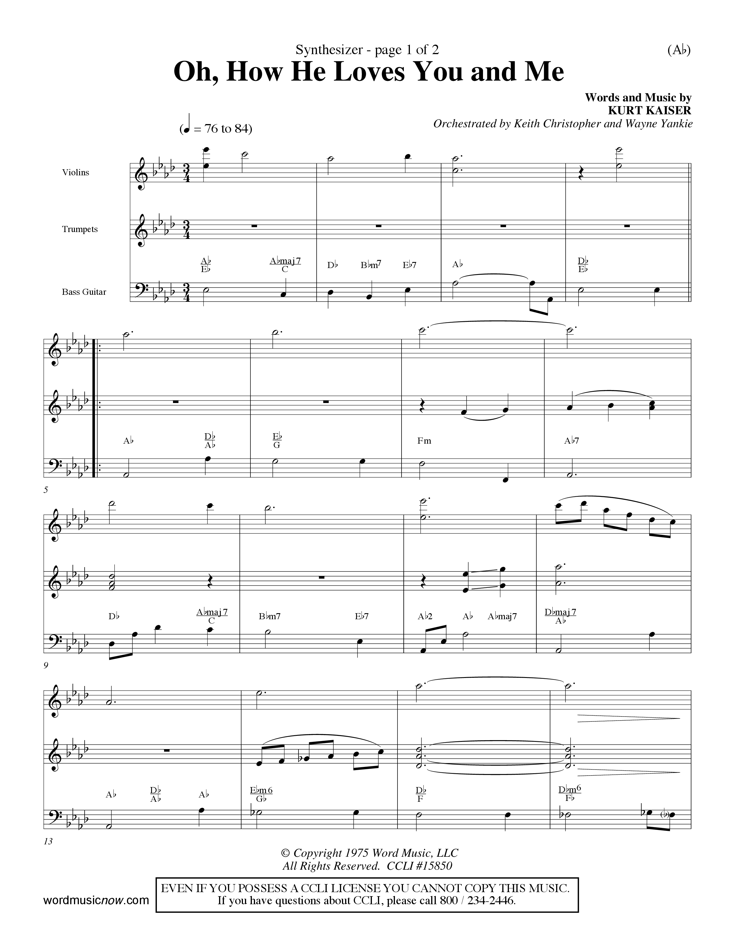 Oh How He Loves You And Me (Choral Anthem SATB) Synth (Word Music Choral / Orch. Keith Christopher / Orch. Wayne Yankie)