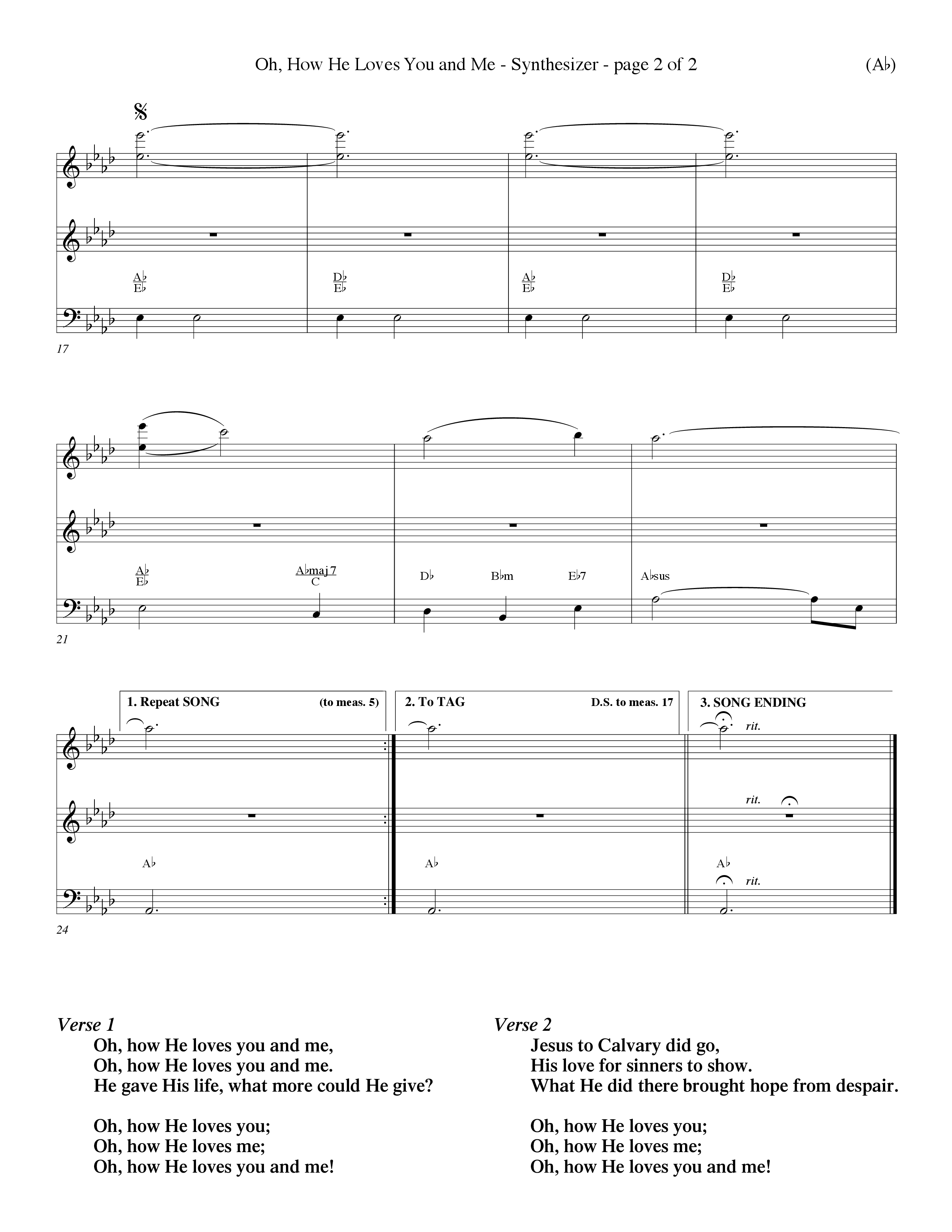 Oh How He Loves You And Me (Choral Anthem SATB) Synth (Word Music Choral / Orch. Keith Christopher / Orch. Wayne Yankie)
