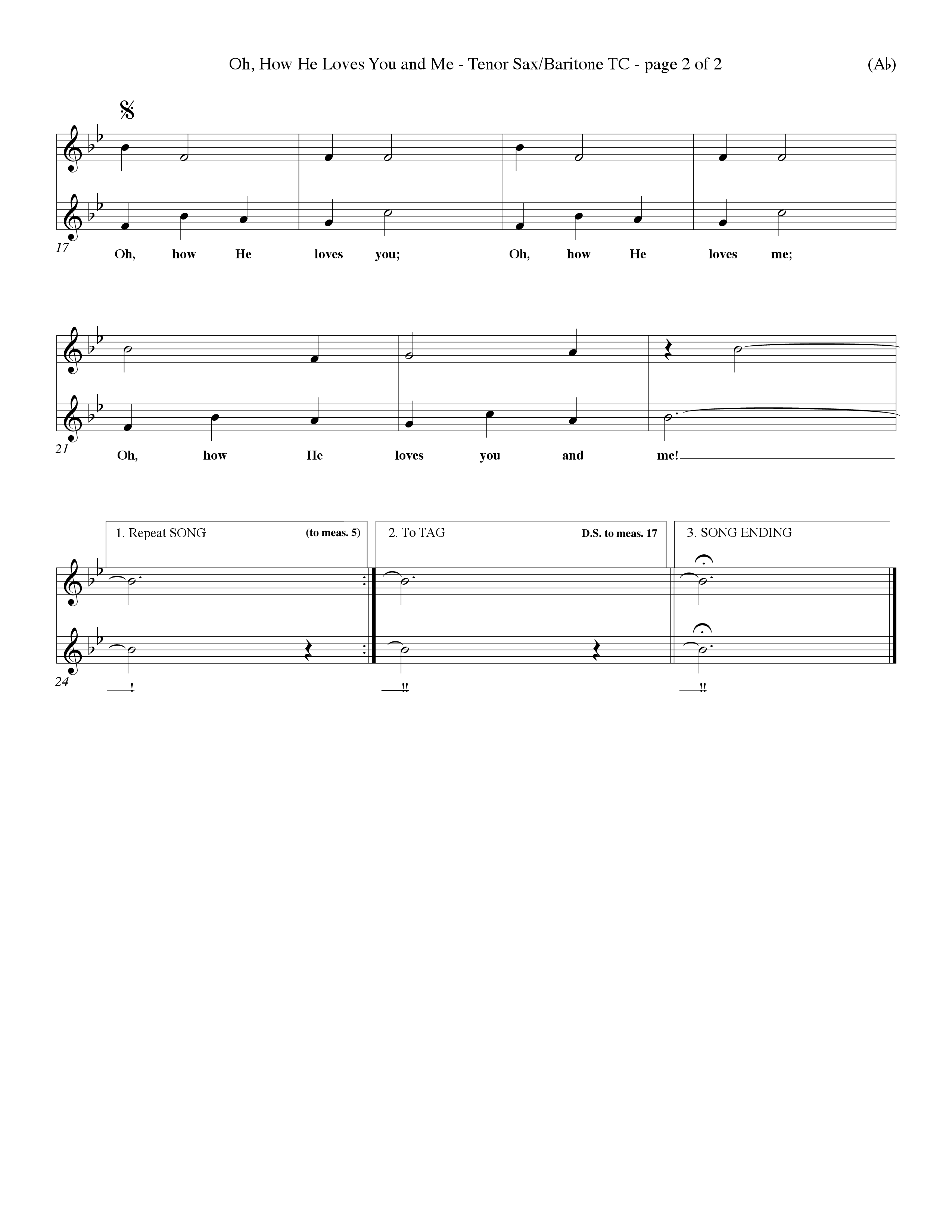 Oh How He Loves You And Me (Choral Anthem SATB) Tenor Sax/Baritone T.C. (Word Music Choral / Orch. Keith Christopher / Orch. Wayne Yankie)