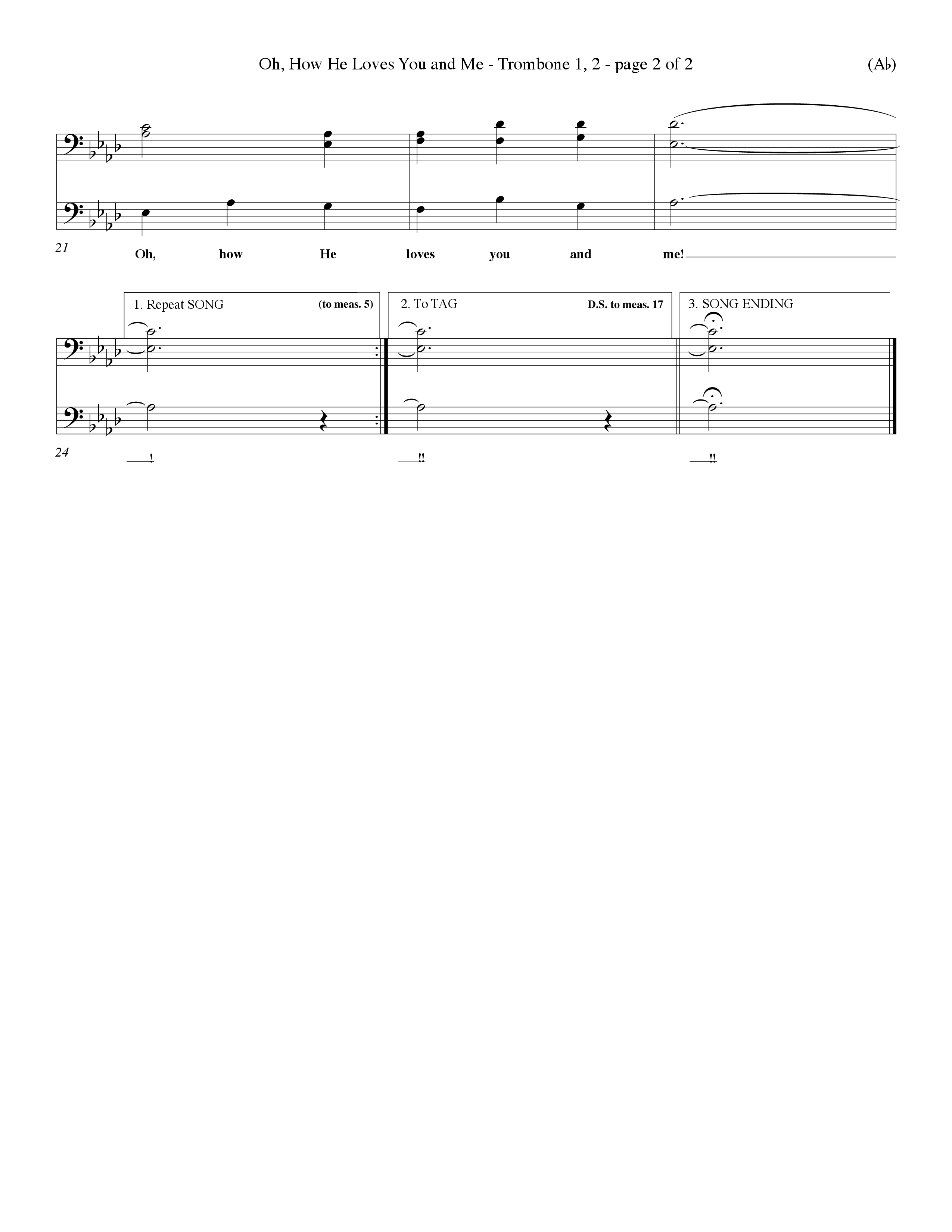Oh How He Loves You And Me (Choral Anthem SATB) Trombone 1/2 (Word Music Choral / Orch. Keith Christopher / Orch. Wayne Yankie)