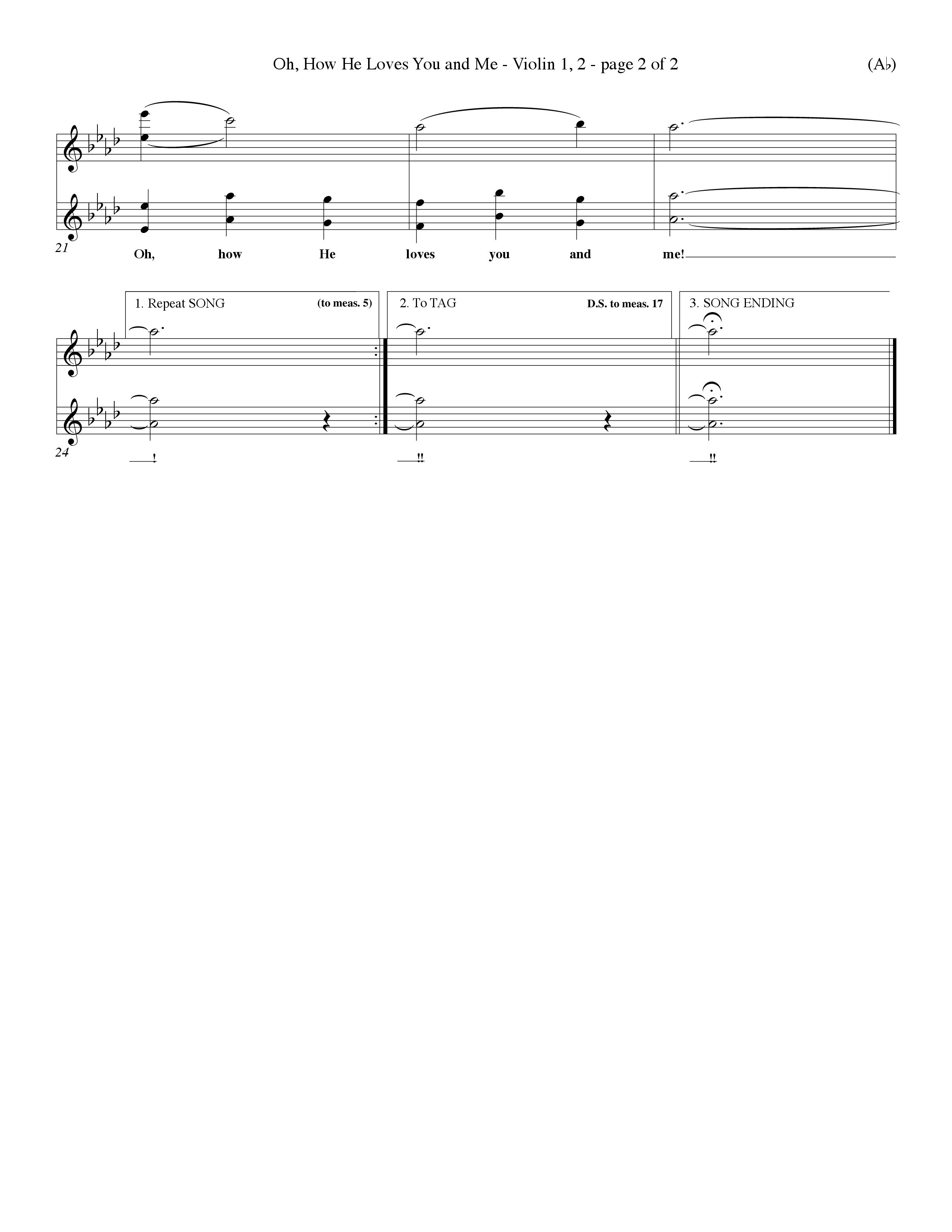 Oh How He Loves You And Me (Choral Anthem SATB) Violin 1/2 (Word Music Choral / Orch. Keith Christopher / Orch. Wayne Yankie)