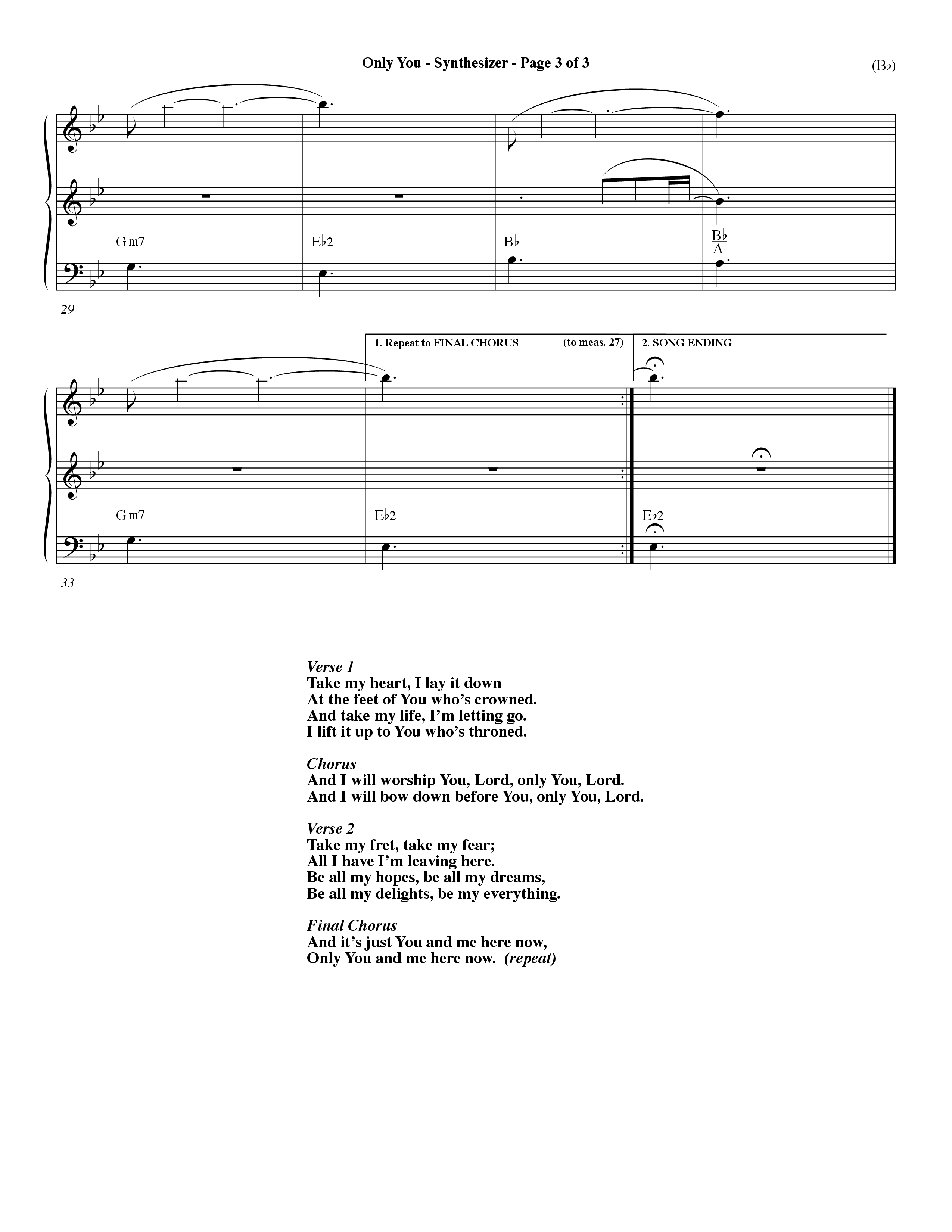 Only You (Choral Anthem SATB) Synth (Word Music Choral / Orch. Dave Williamson)