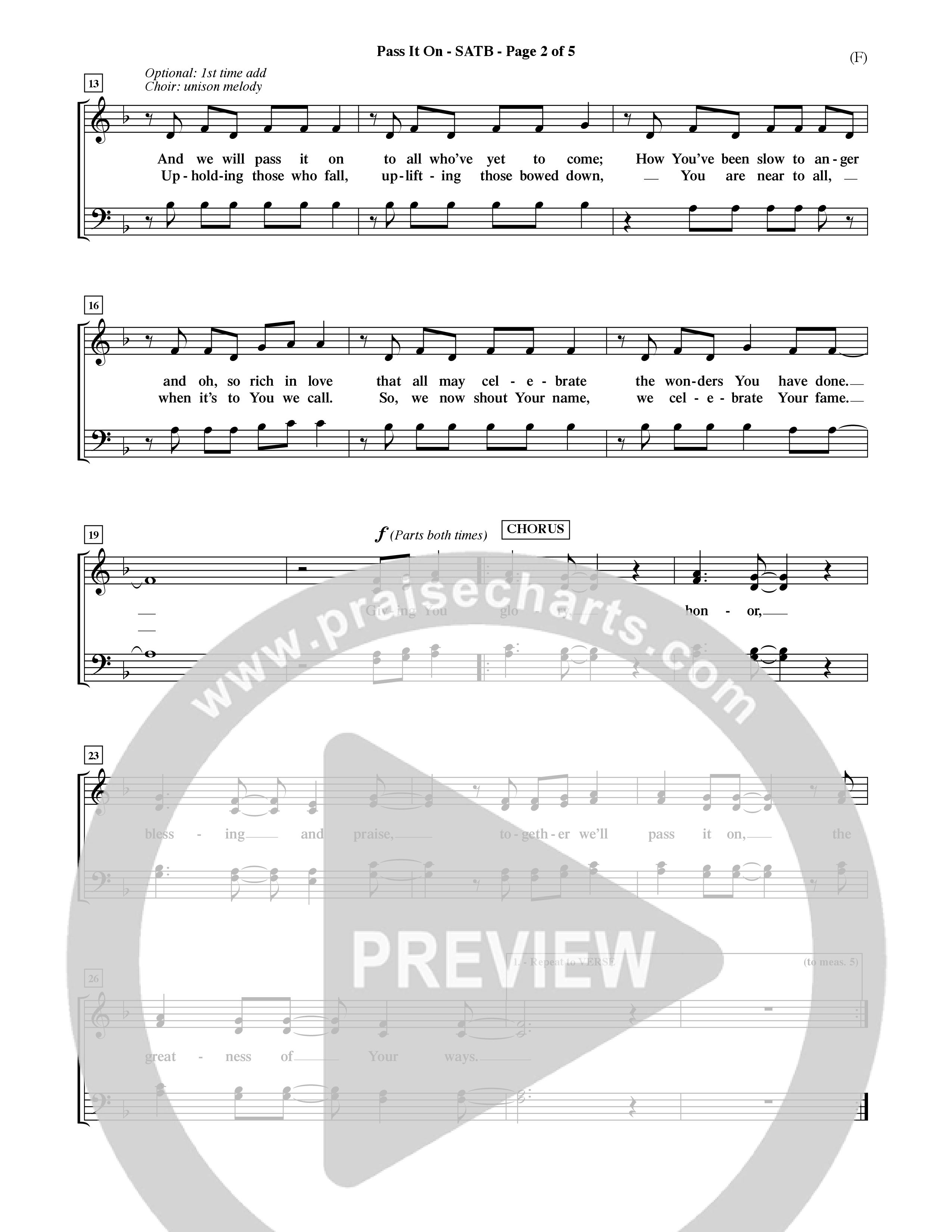 Pass It On (Choral Anthem SATB) Choir Sheet (SATB) (Word Music Choral / Orch. David Shipps)